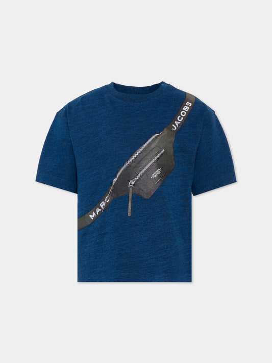 T-shirt blu per bambino con stampa logo,Marc Jacobs,W60453 Z10