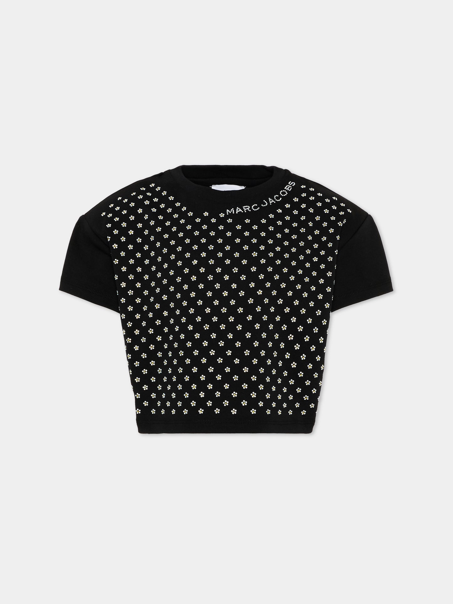 Top nero per bambina con margherite strass,Marc Jacobs,W60459 09B