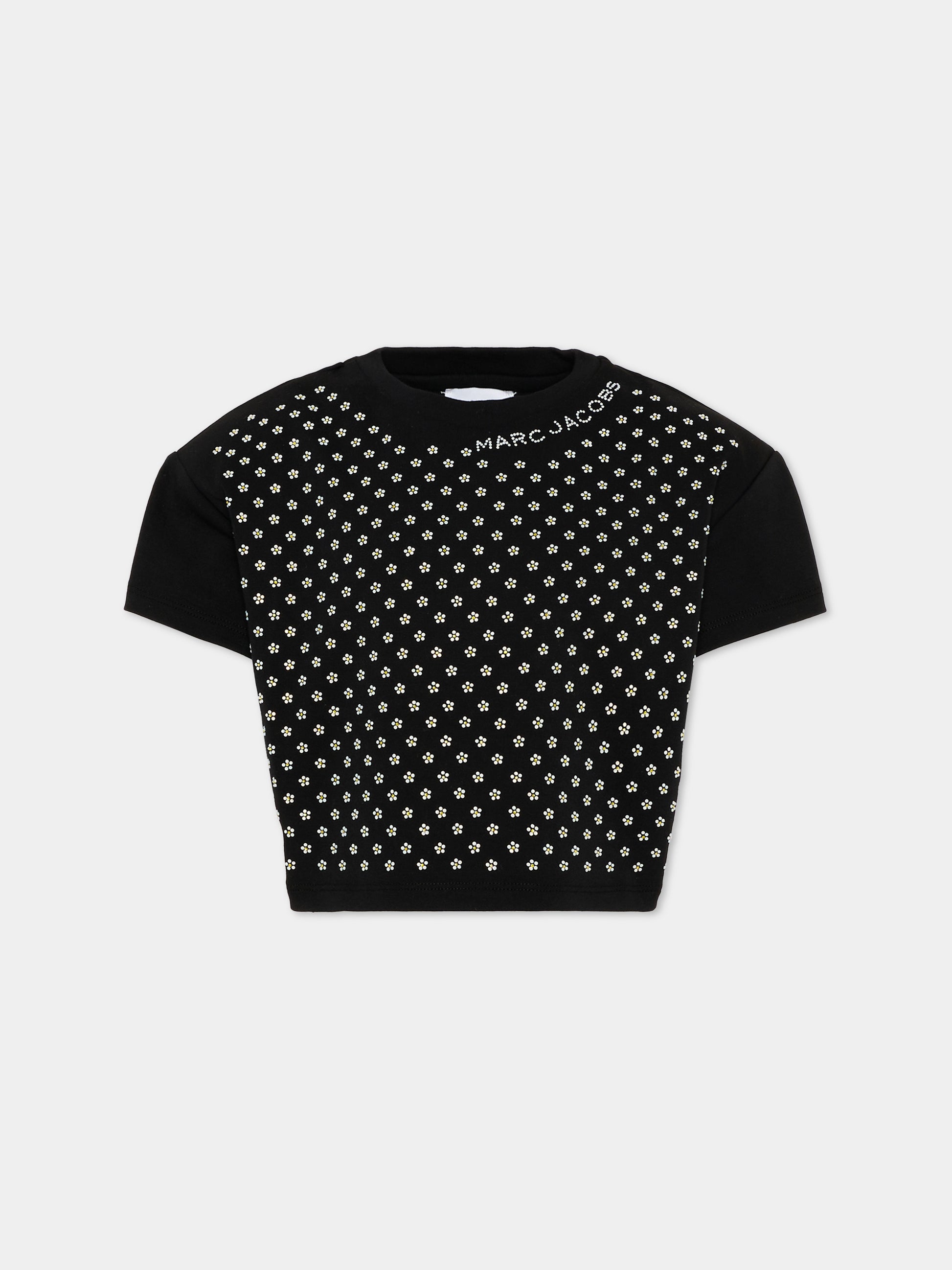 Top nero per bambina con margherite strass,Marc Jacobs,W60459 09B