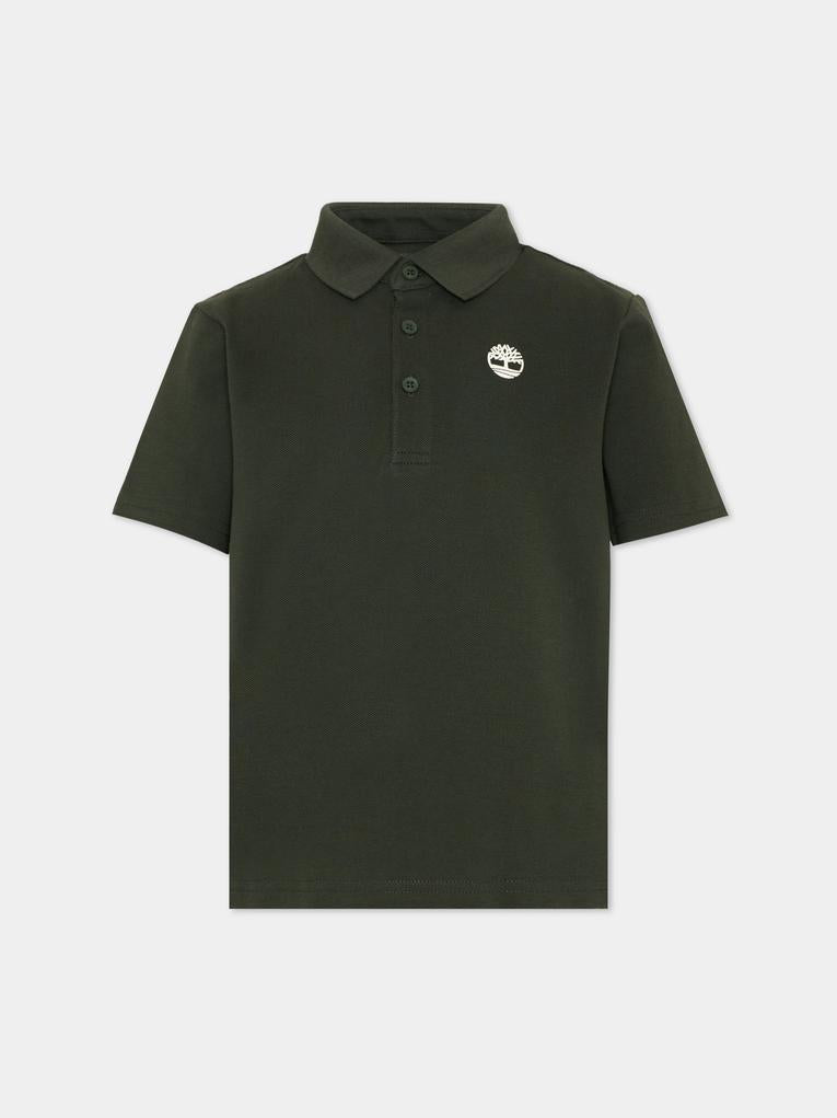 Polo verde per bambino con Tree Logo,Timberland,T60437 72A