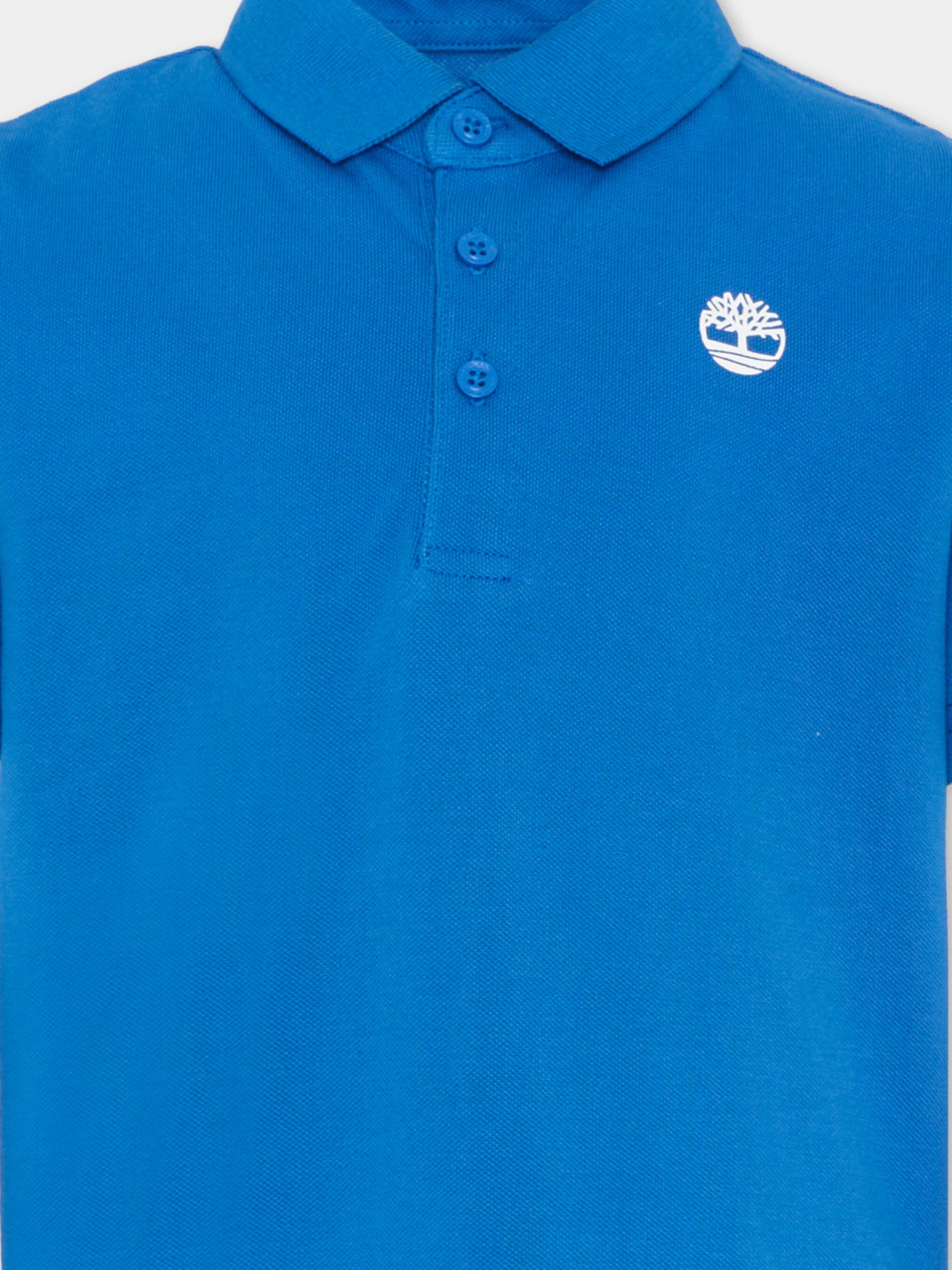 Polo azzurra per bambino con logo,Timberland,T60437 81L