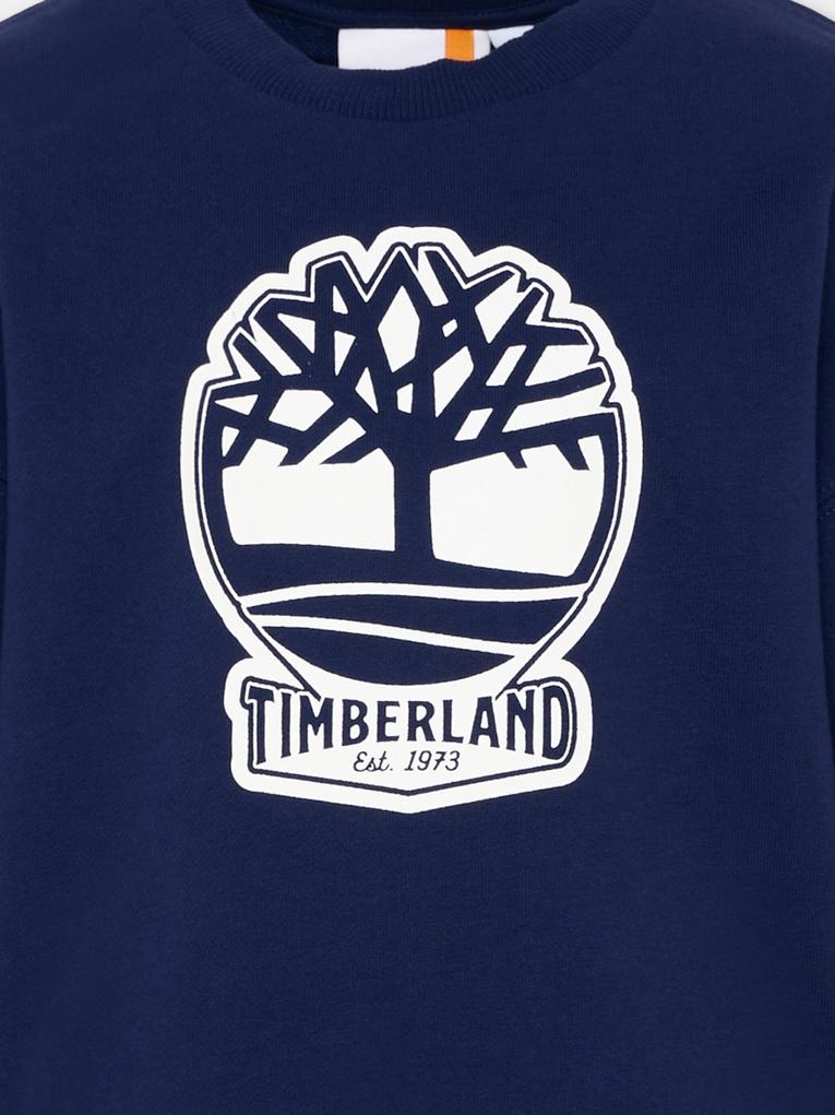 Felpa blu per bambino con logo,Timberland,T60444 84N