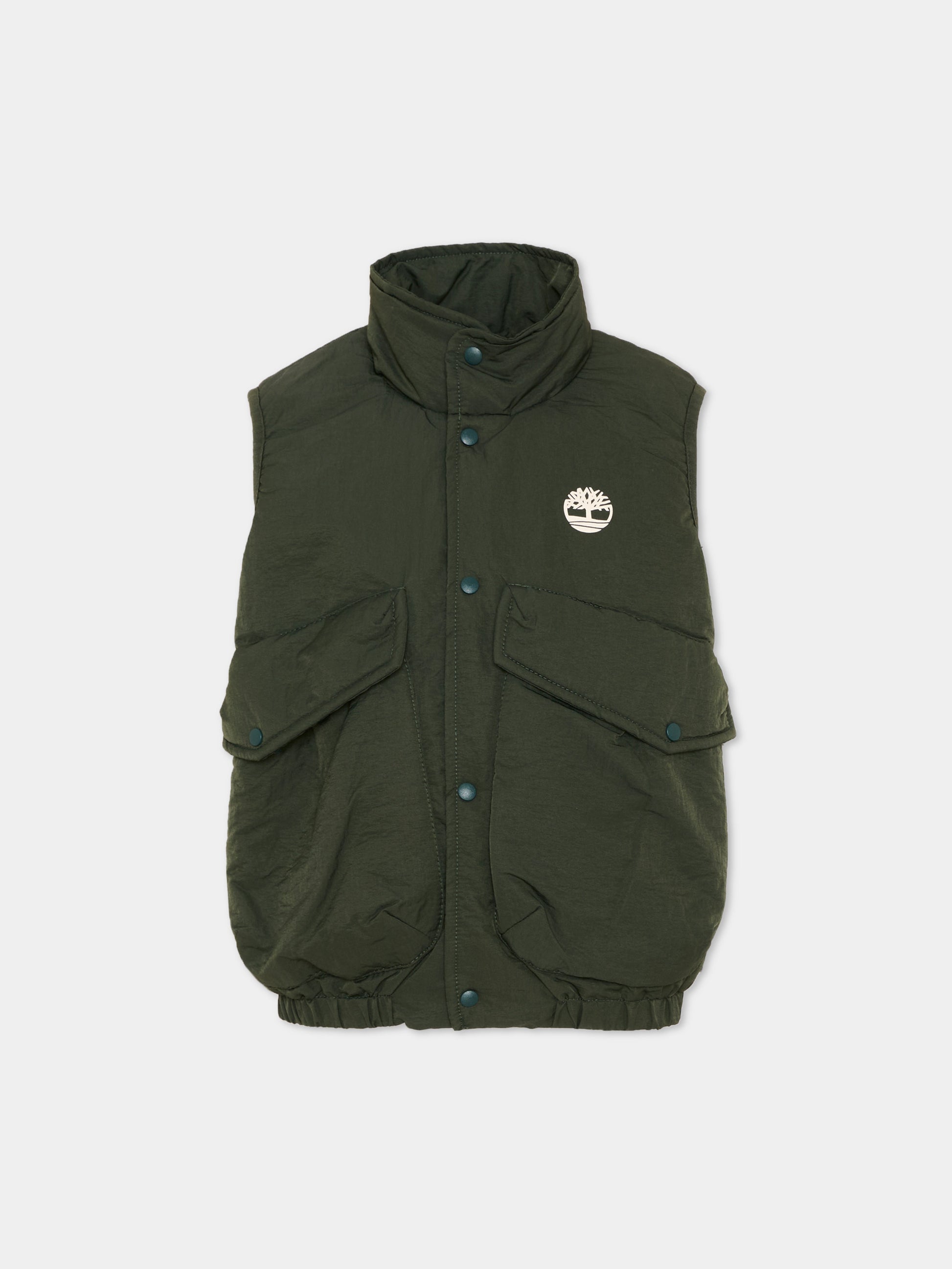 Gilet verde per bambino con Tree Logo,Timberland,T60480 72A