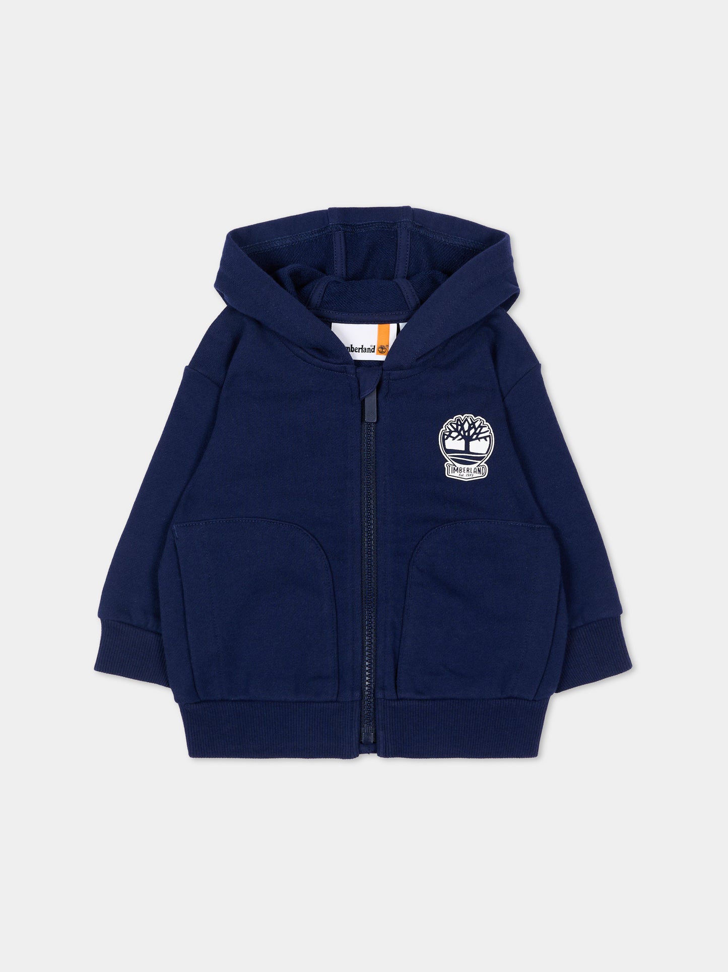 Felpa blu per neonato con logo,Timberland,T60487 84N