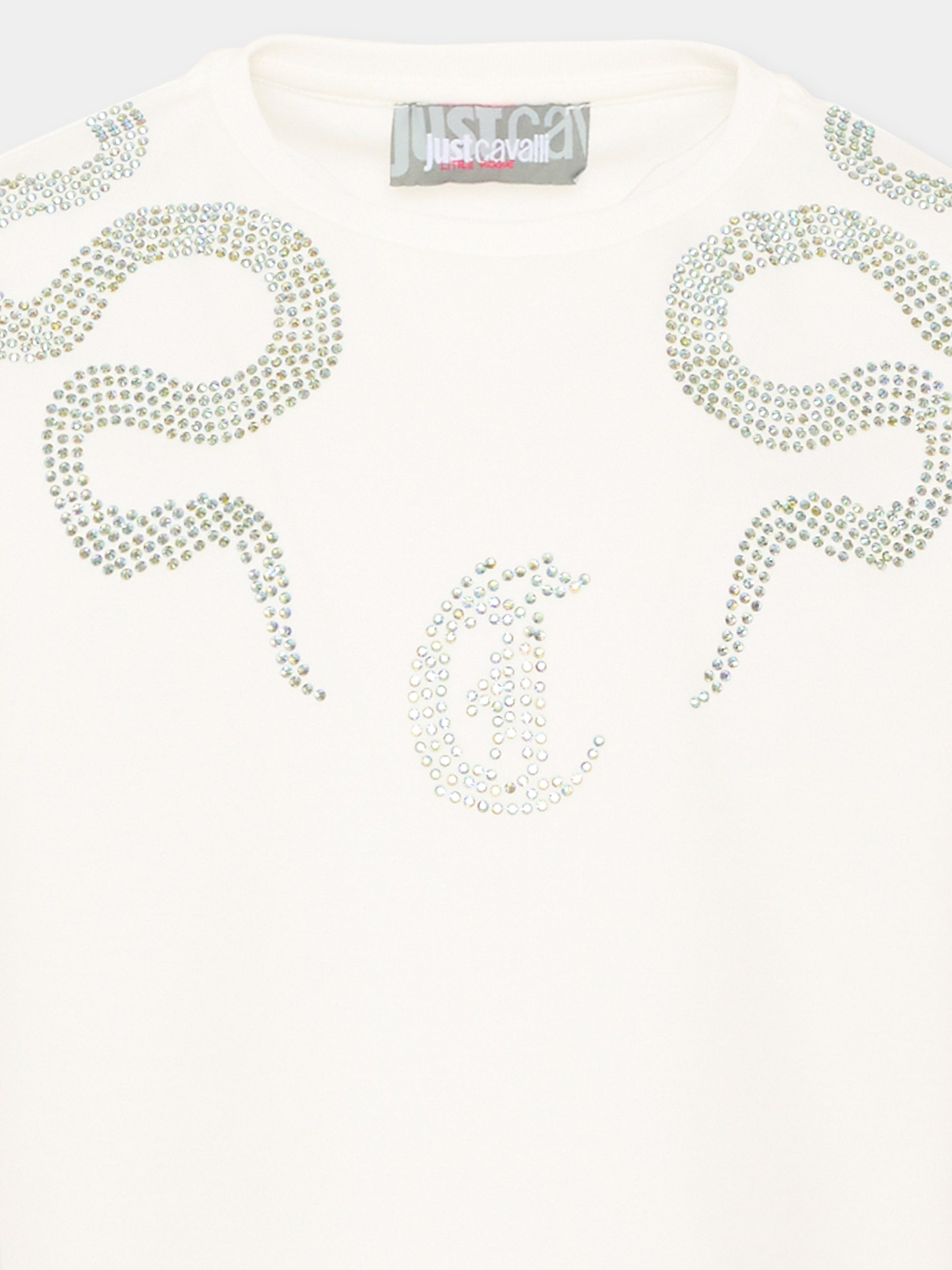 T-shirt avorio per bambina con logo,Just Cavalli Kids,JGA26044TS MARSHMAL. MARSHMALLOW