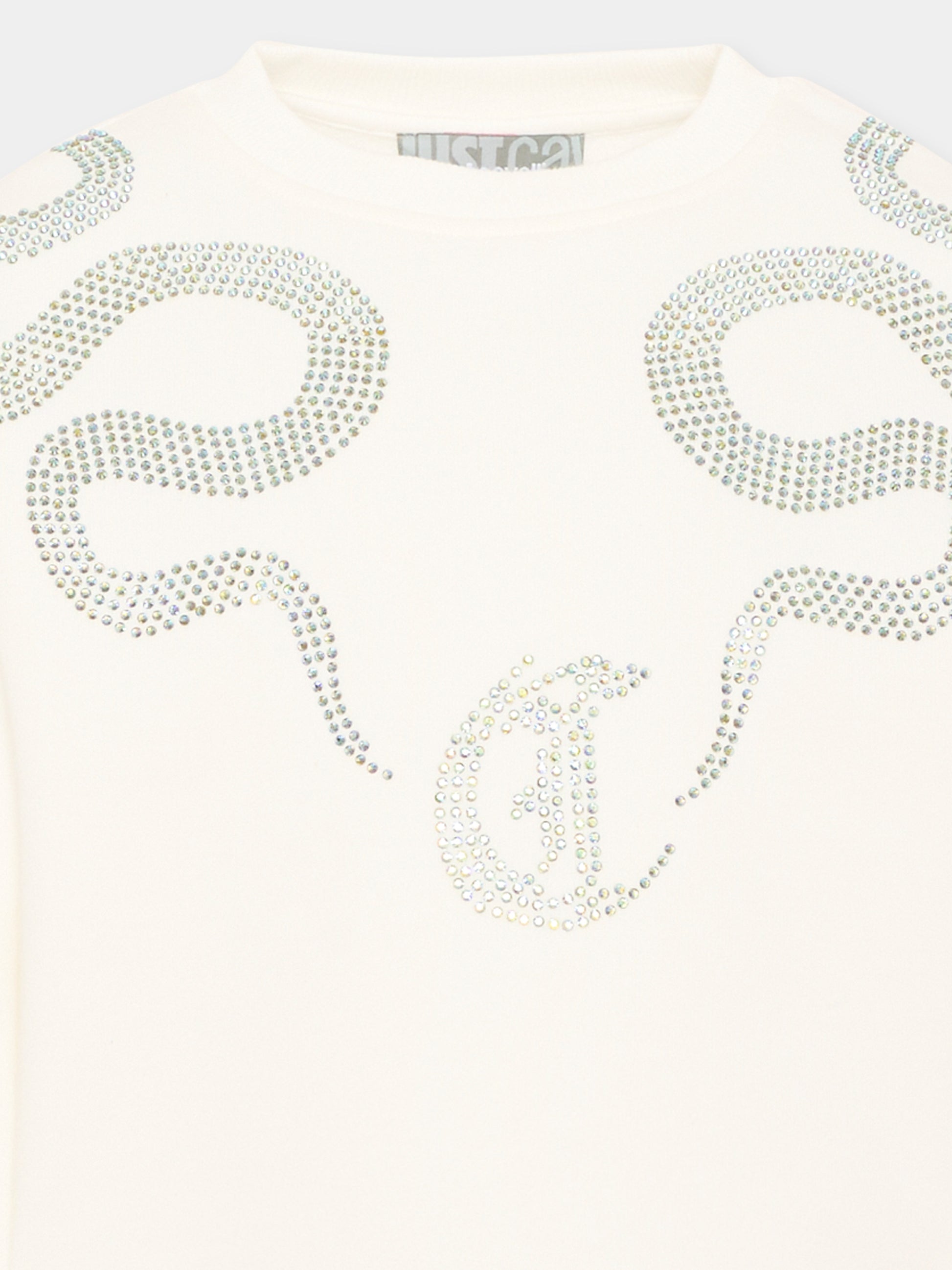 Felpa avorio per bambina con logo,Just Cavalli Kids,JGA26040FE MARSHMAL. MARSHMALLOW