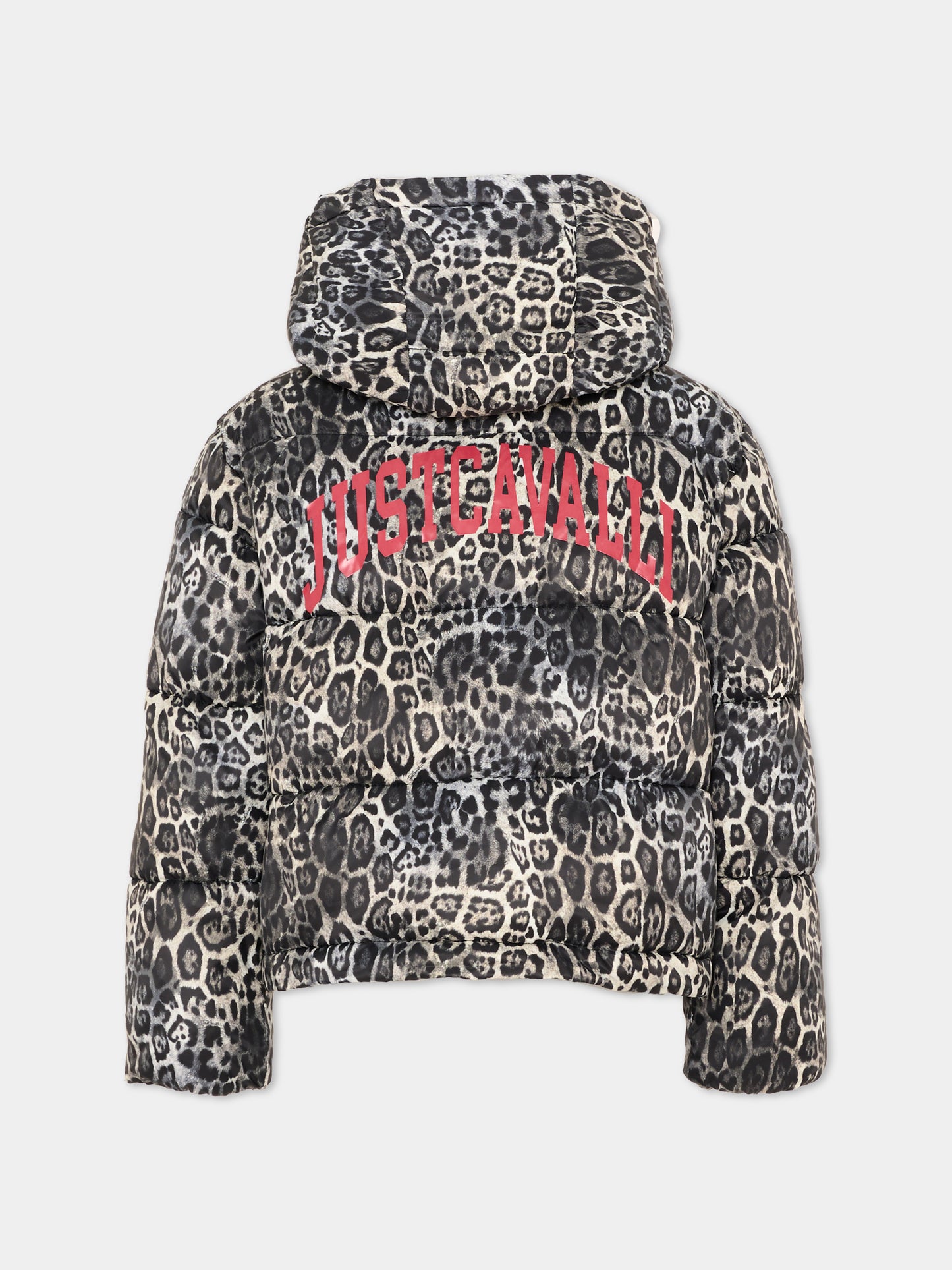 Piumini nero animalier per bambina con logo,Just Cavalli Kids,JGA26157PI PANTER_BLK PANTER BLACK