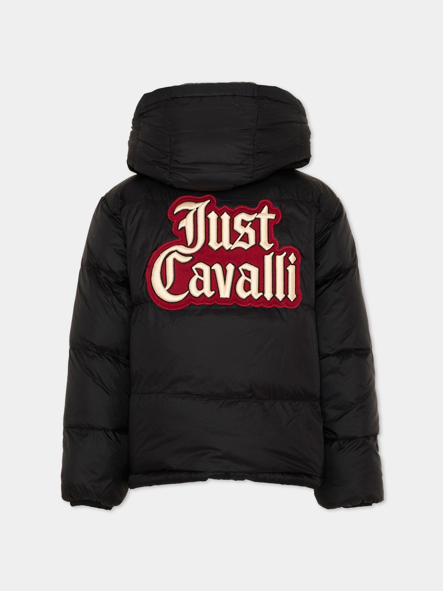 Piumini nero per bambino con logo,Just Cavalli Kids,JBA26011PI BLACK/CYP. BLACK