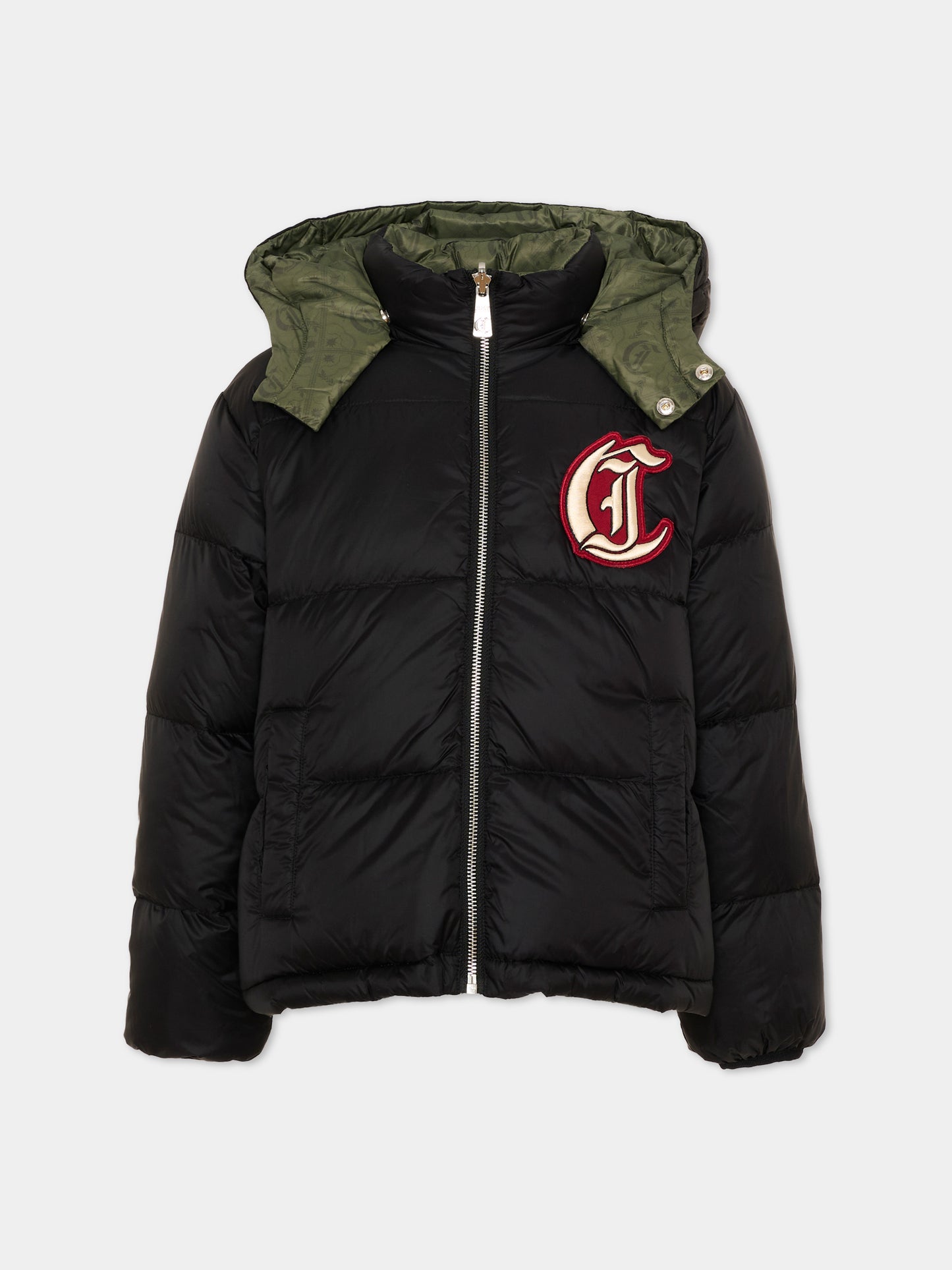 Piumini nero per bambino con logo,Just Cavalli Kids,JBA26011PI BLACK/CYP. BLACK