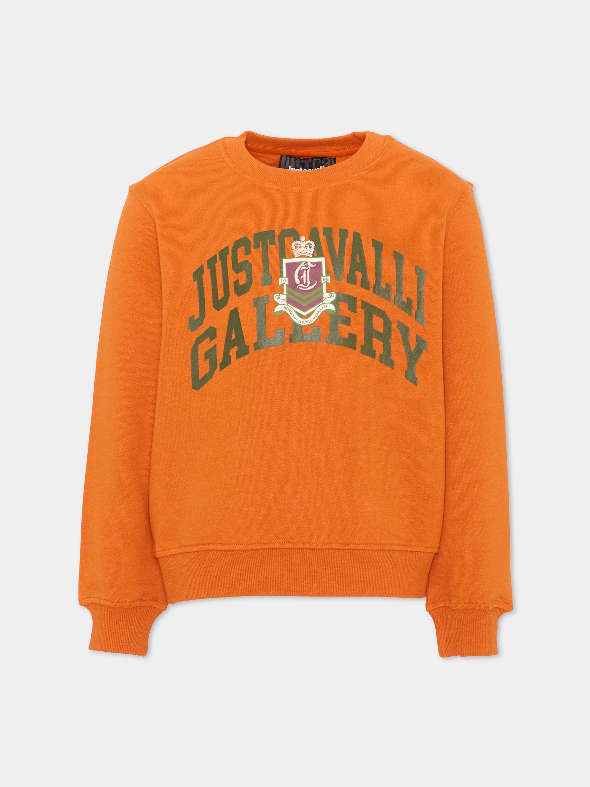 Felpa arancione per bambino con logo,Just Cavalli Kids,JBA26040FE ORANGE ORANGE