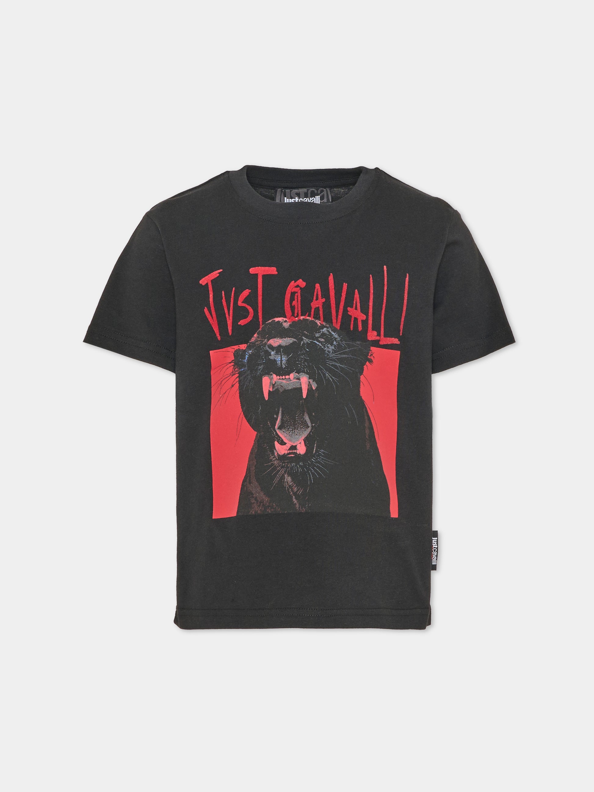 T-shirt nera per bambino con stampa,Just Cavalli Kids,JBA26082TS BLACK BLACK
