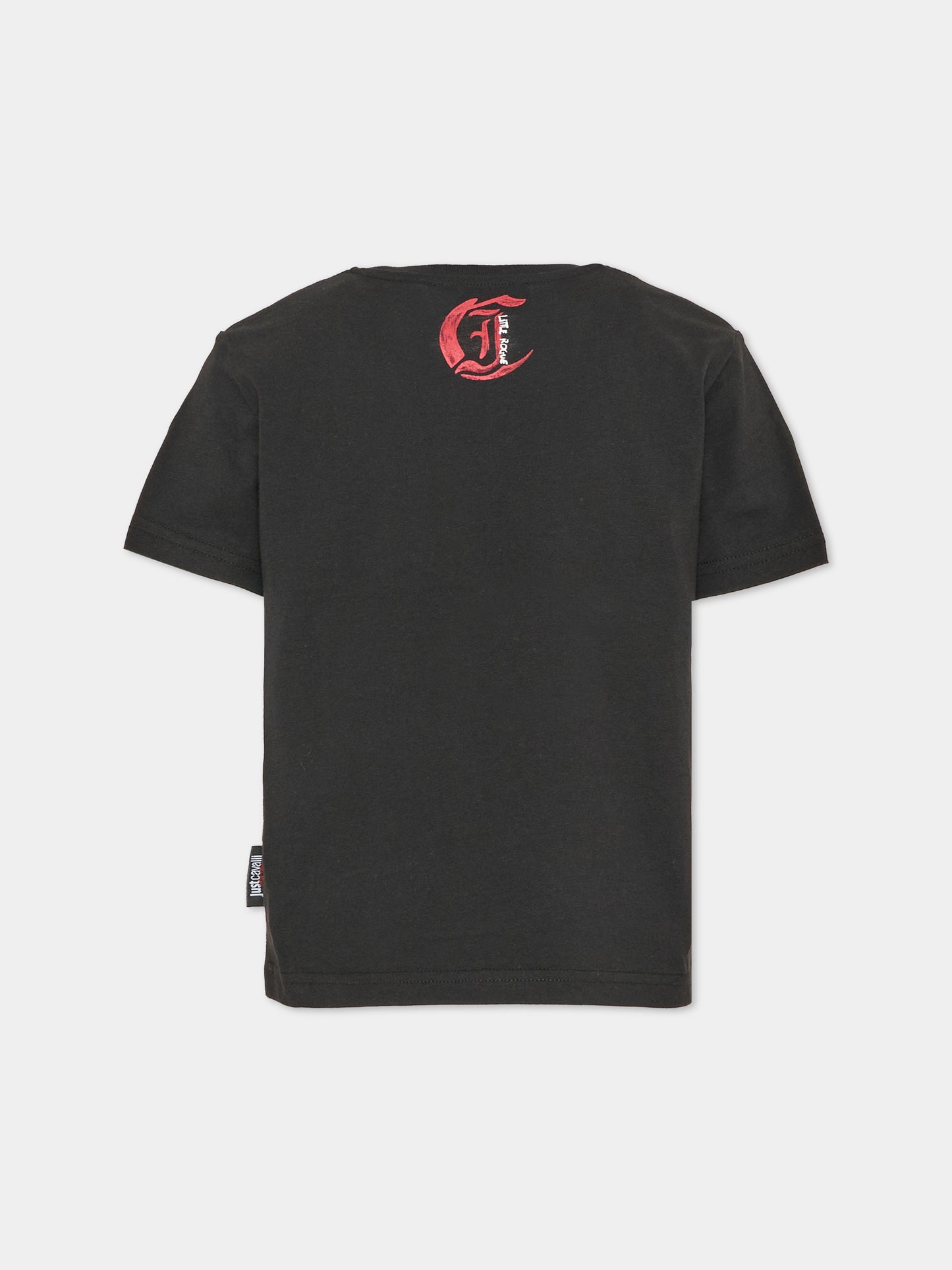 T-shirt nera per bambino con stampa,Just Cavalli Kids,JBA26082TS BLACK BLACK