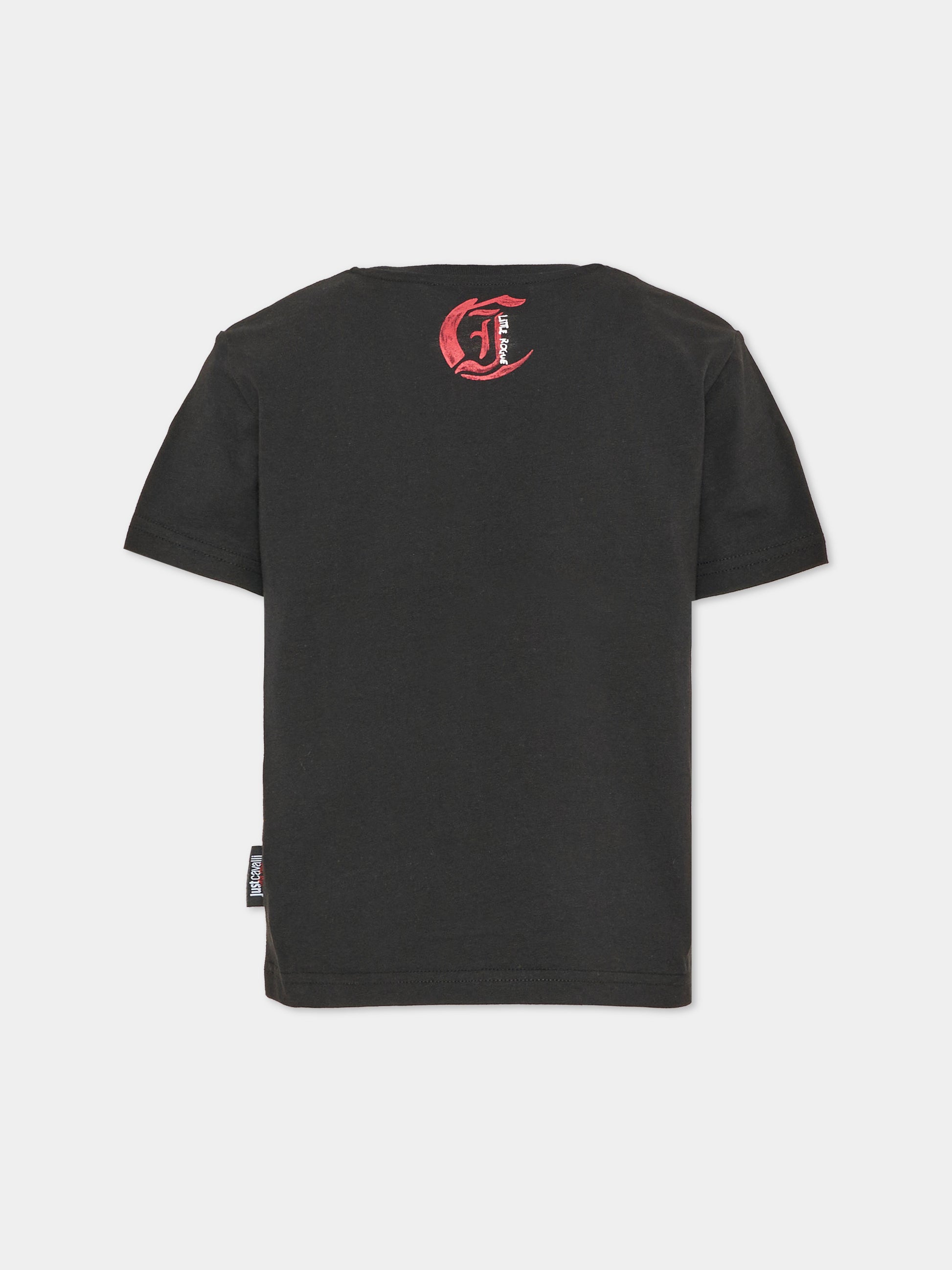 T-shirt nera per bambino con stampa,Just Cavalli Kids,JBA26082TS BLACK BLACK