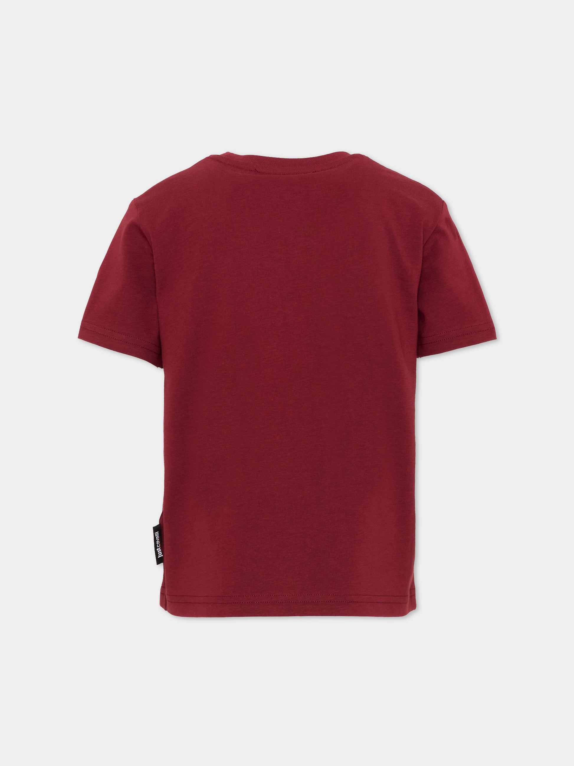 T-shirt a manica corta bordeaux per bambino con stampa,Just Cavalli Kids,JBA26120TS BORDEAUX BORDEAUX