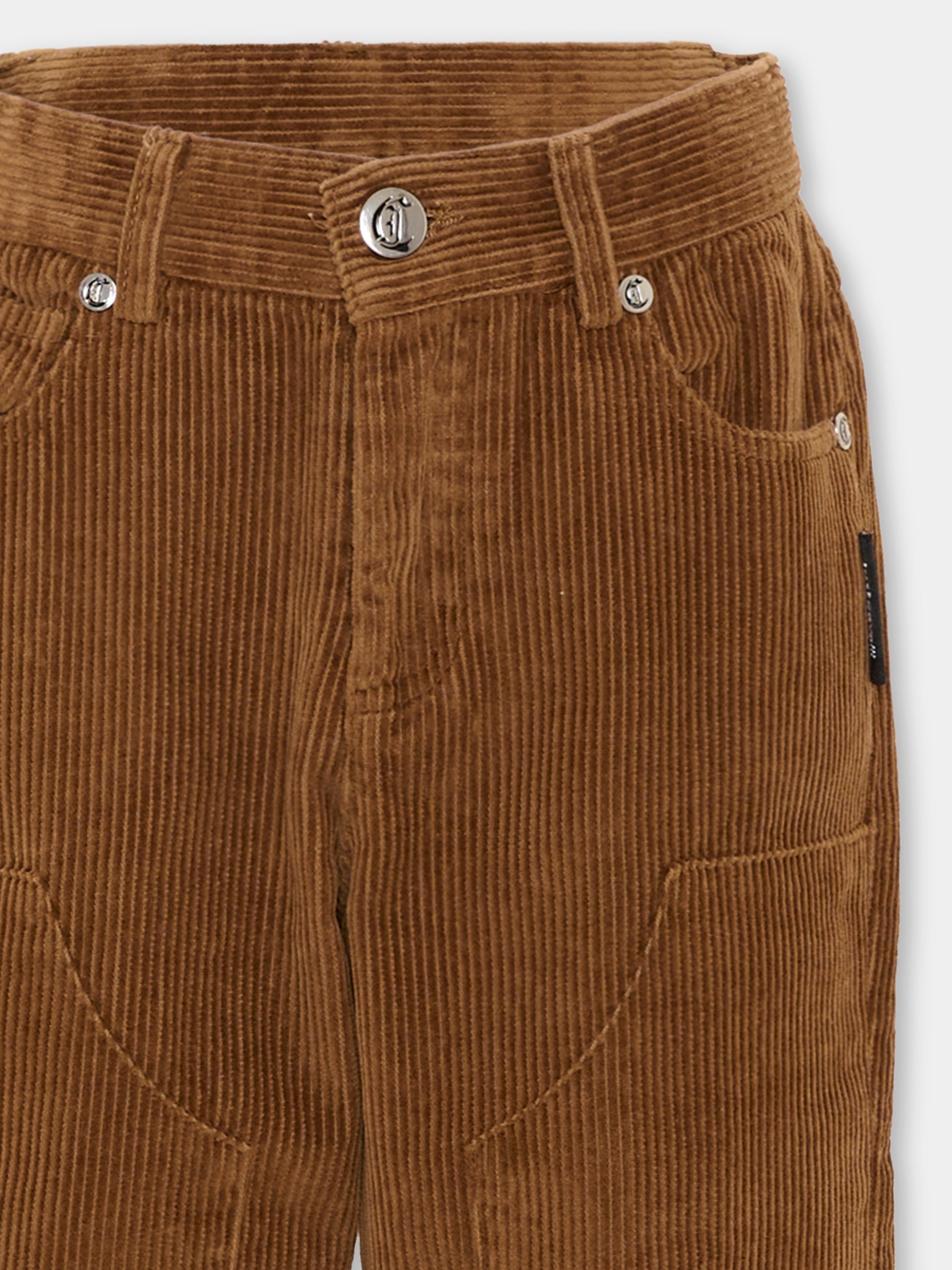 Pantaloni marroni per bambino con patch logo,Just Cavalli Kids,JBA26060PA BROWN BROWN