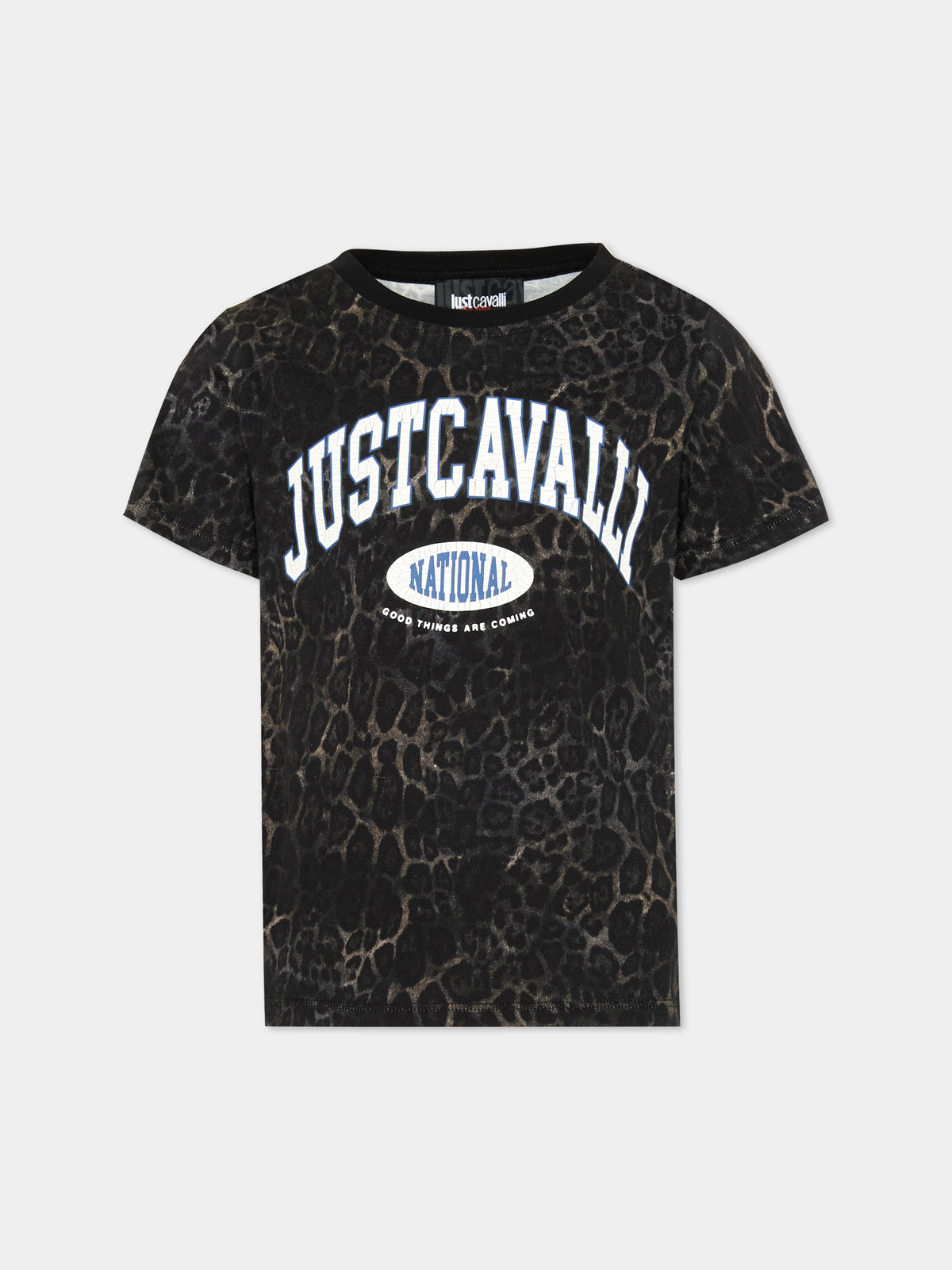 T-shirt a manica corta nera per bambino con logo,Just Cavalli Kids,JBA26110TS PANTER_BLK PANTER BLACK