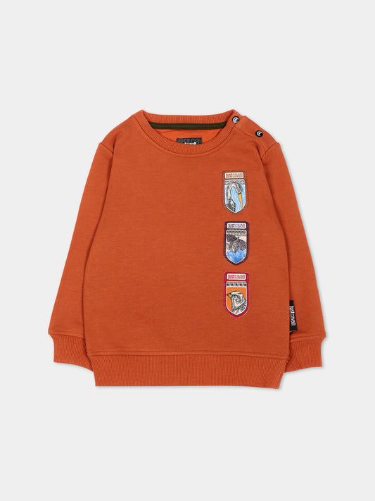 Felpa arancione per neonato con patch logo,Just Cavalli Kids,JIA26027FE ORANGE ORANGE