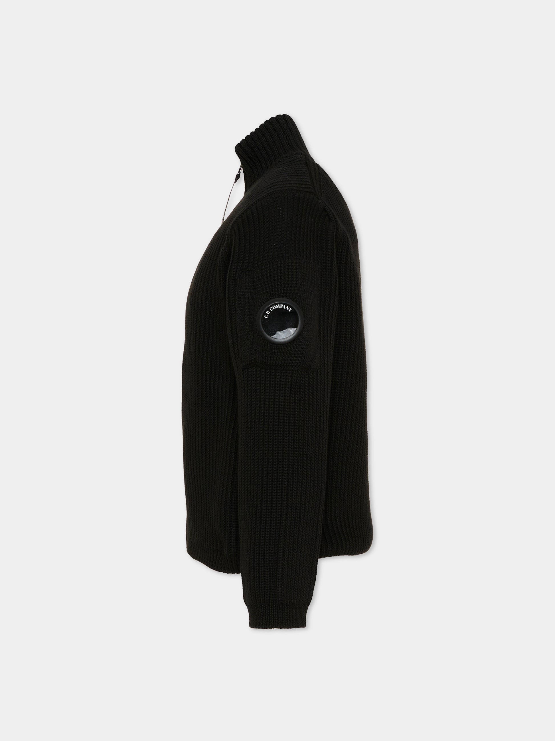 Maglione nero per bambino con zip,C. P. Company,CMW00P LHE36 60100