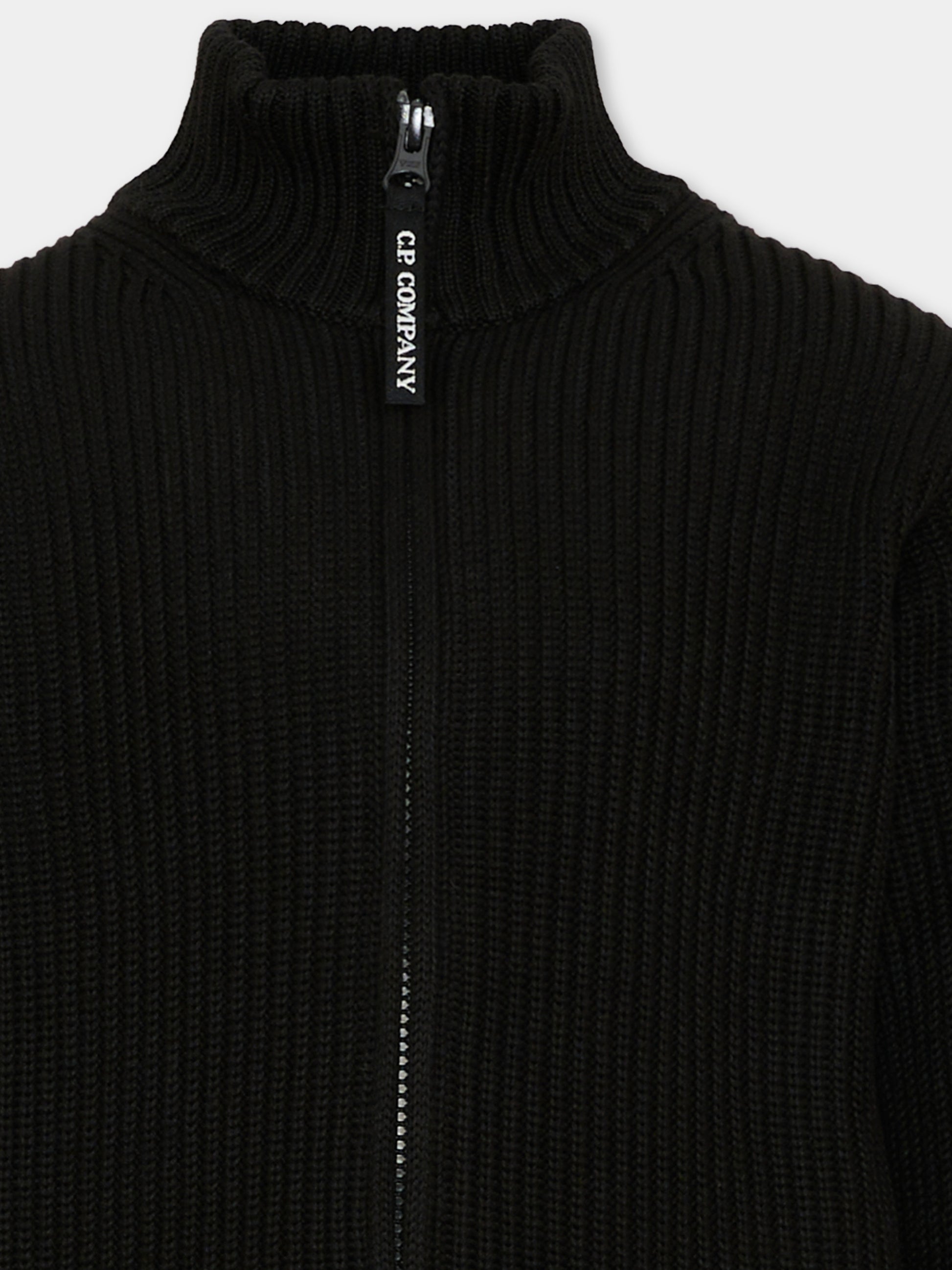 Maglione nero per bambino con zip,C. P. Company,CMW00P LHE36 60100