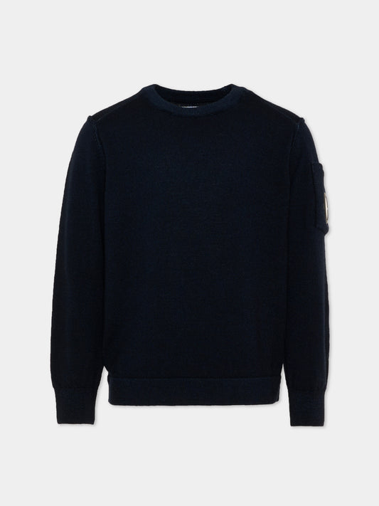 Maglione blu per bambino con tasca,C. P. Company,CNW009 LHC01 41150