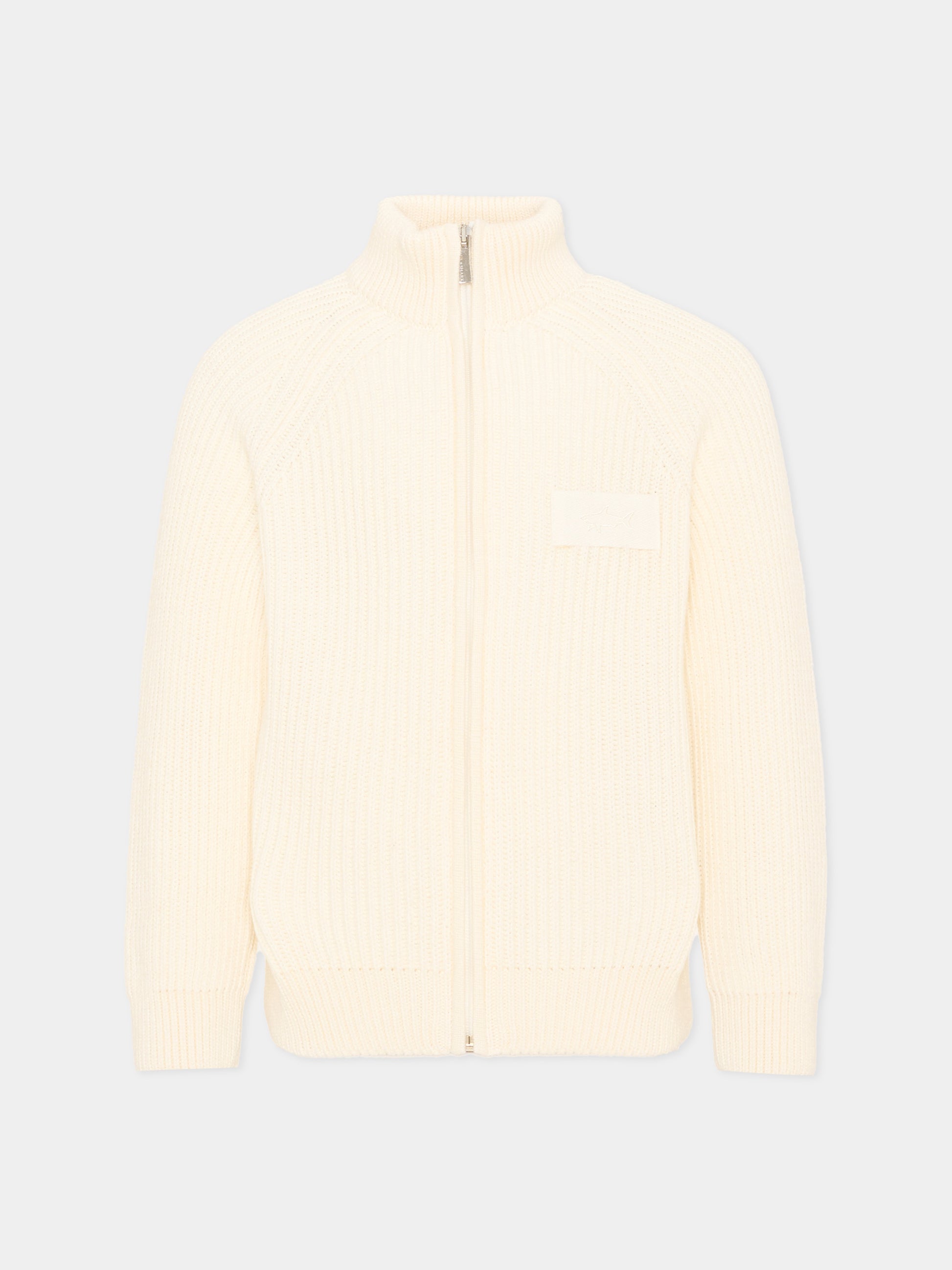 Cardigan avorio per bambino con logo,Paul & Shark Junior,WUW009 LHE43 10057