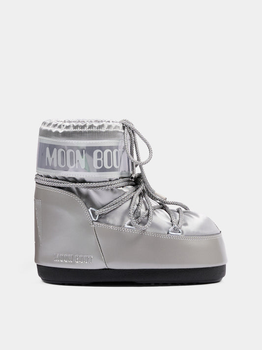Stivali neve argento per bambina con logo,Moon Boot,80D1409350 H001