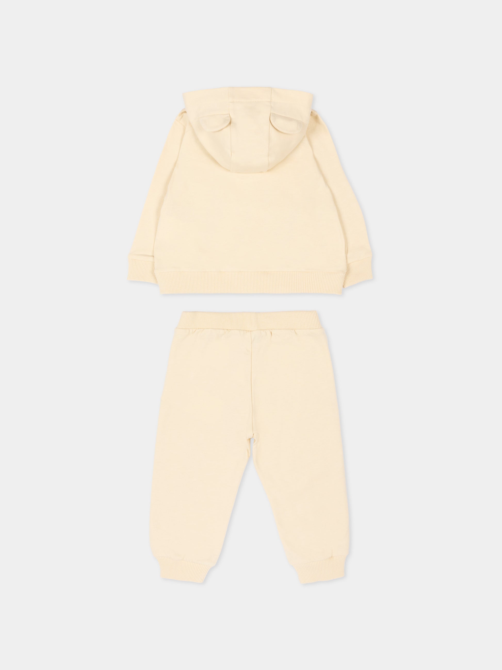 Completo sportivo beige per neonati con logo,Moschino Kids,MUK05D LCA63 20404