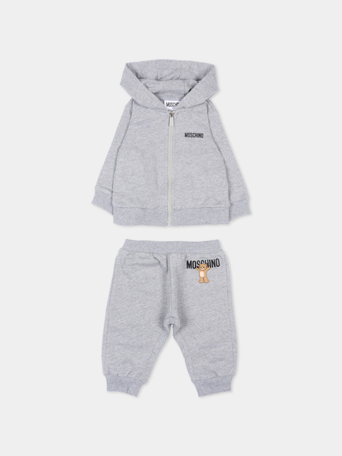 Completo sportivo grigio per neonati con Teddy Bear,Moschino Kids,MUK05G LCA40 60901
