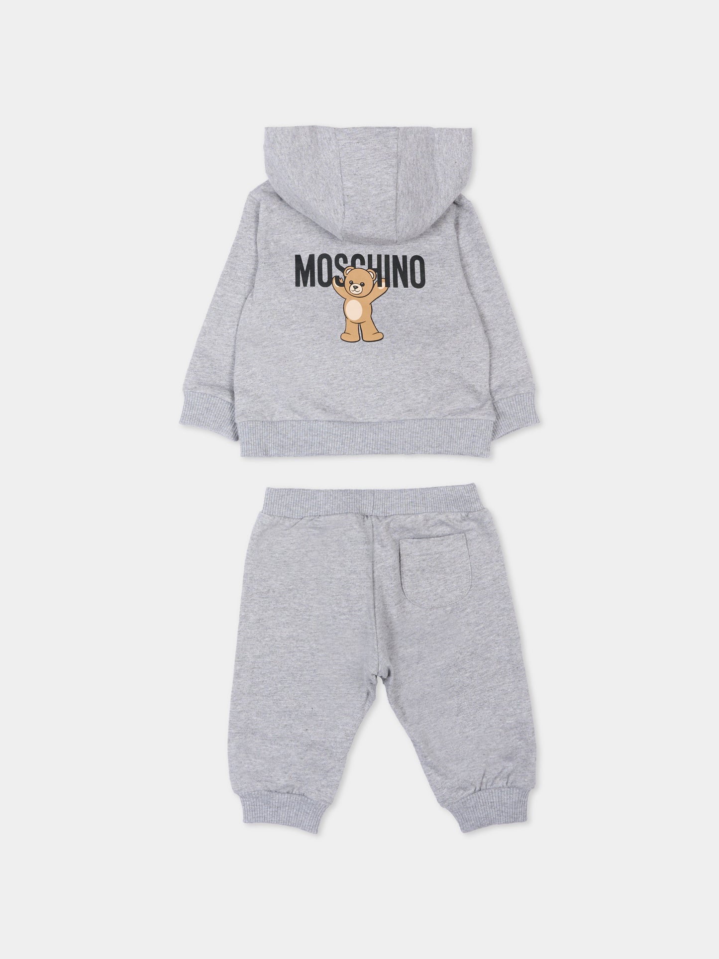 Completo sportivo grigio per neonati con Teddy Bear,Moschino Kids,MUK05G LCA40 60901