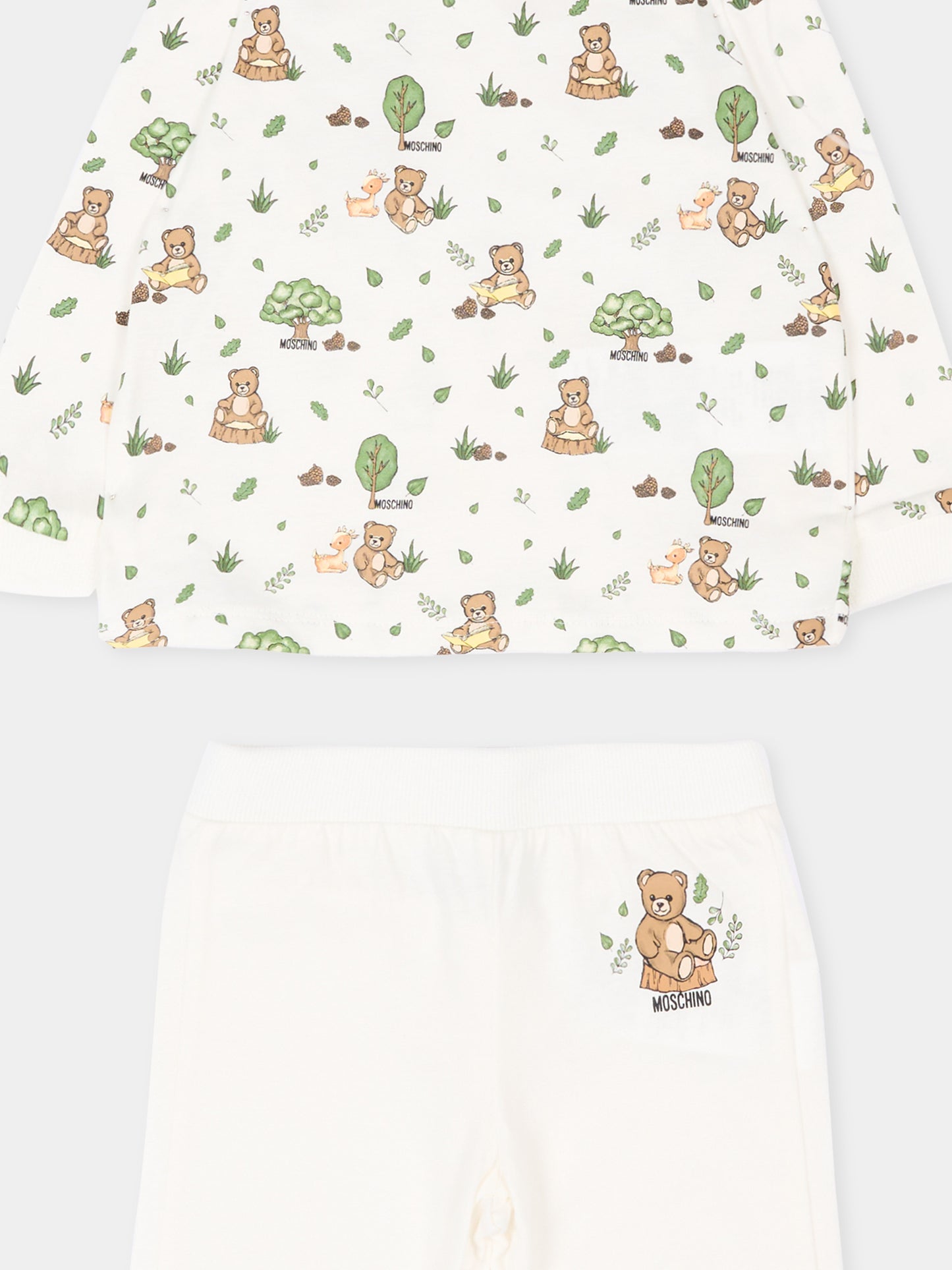 Completo sportivo avorio per neonati con Teddy Bear,Moschino Kids,MZK02F LAB2A 84927