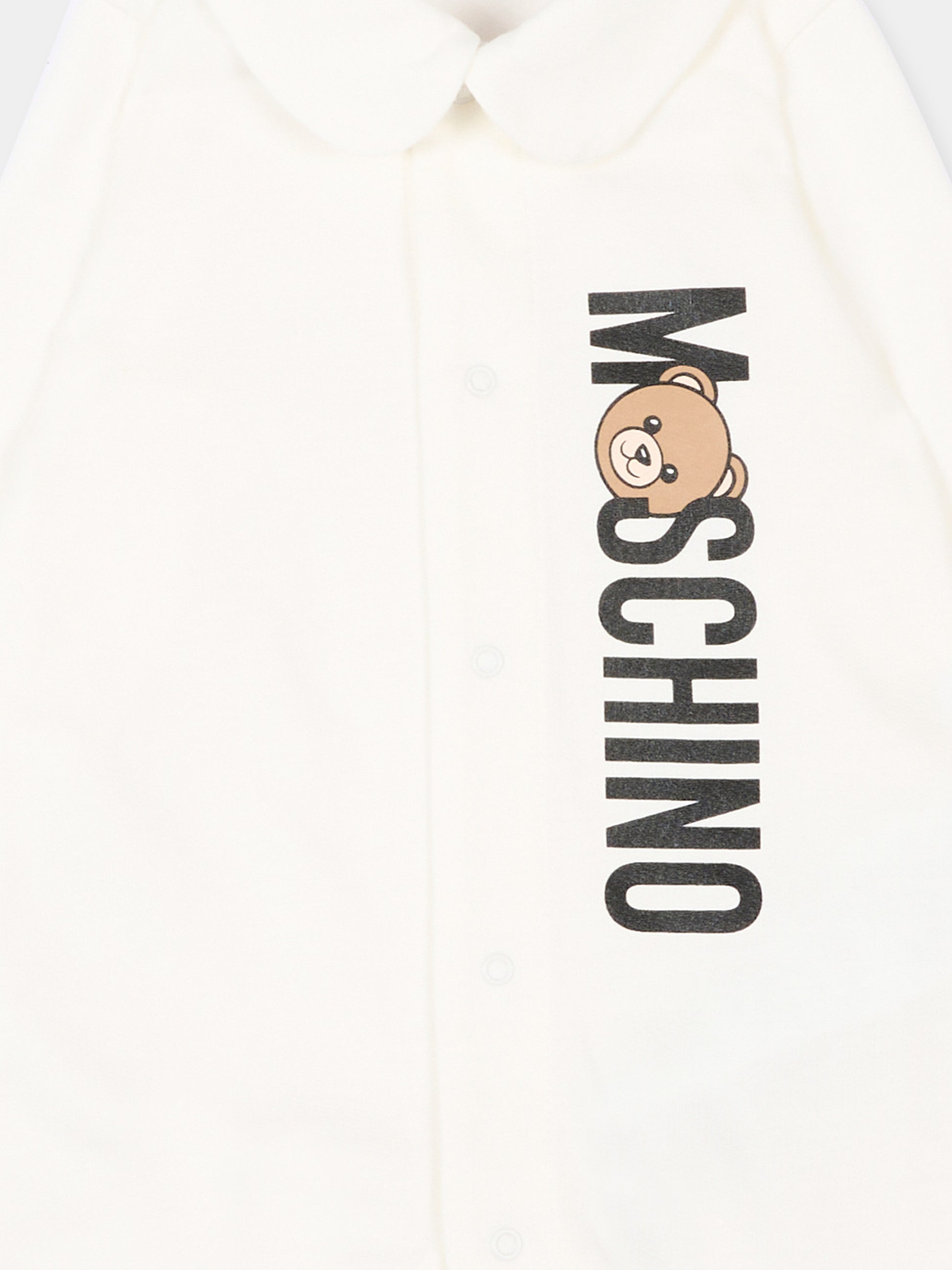 Tutina avorio per neonati con logo,Moschino Kids,MUY08S LCA63 10063