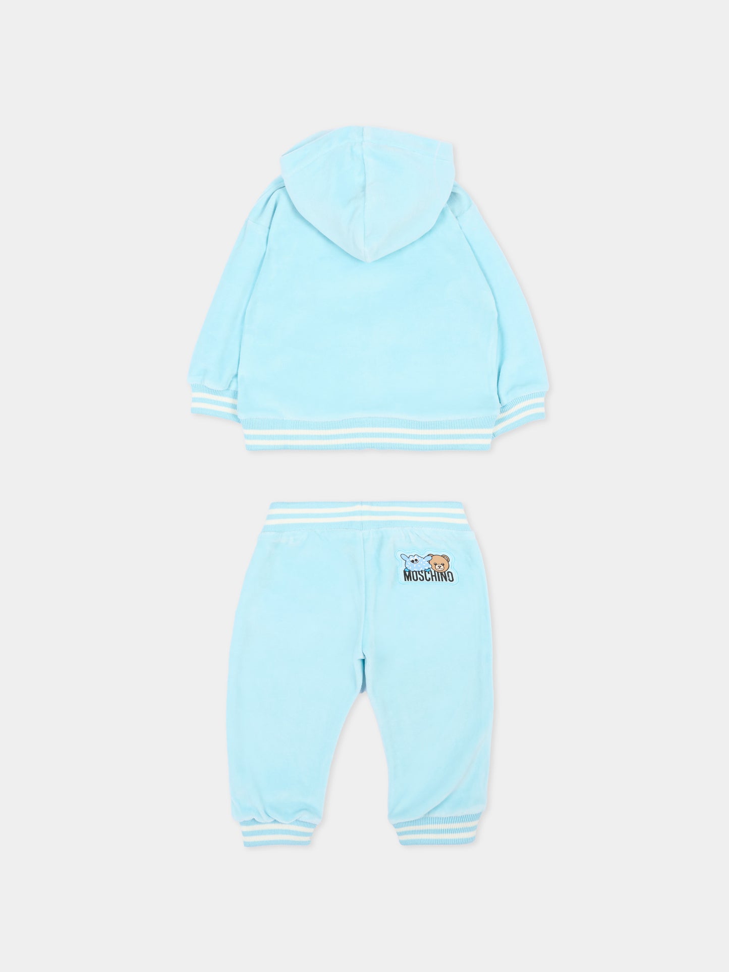 Completo sportivo celeste per neonato con Teddy Bear,Moschino Kids,MUK05B LGA07 40304