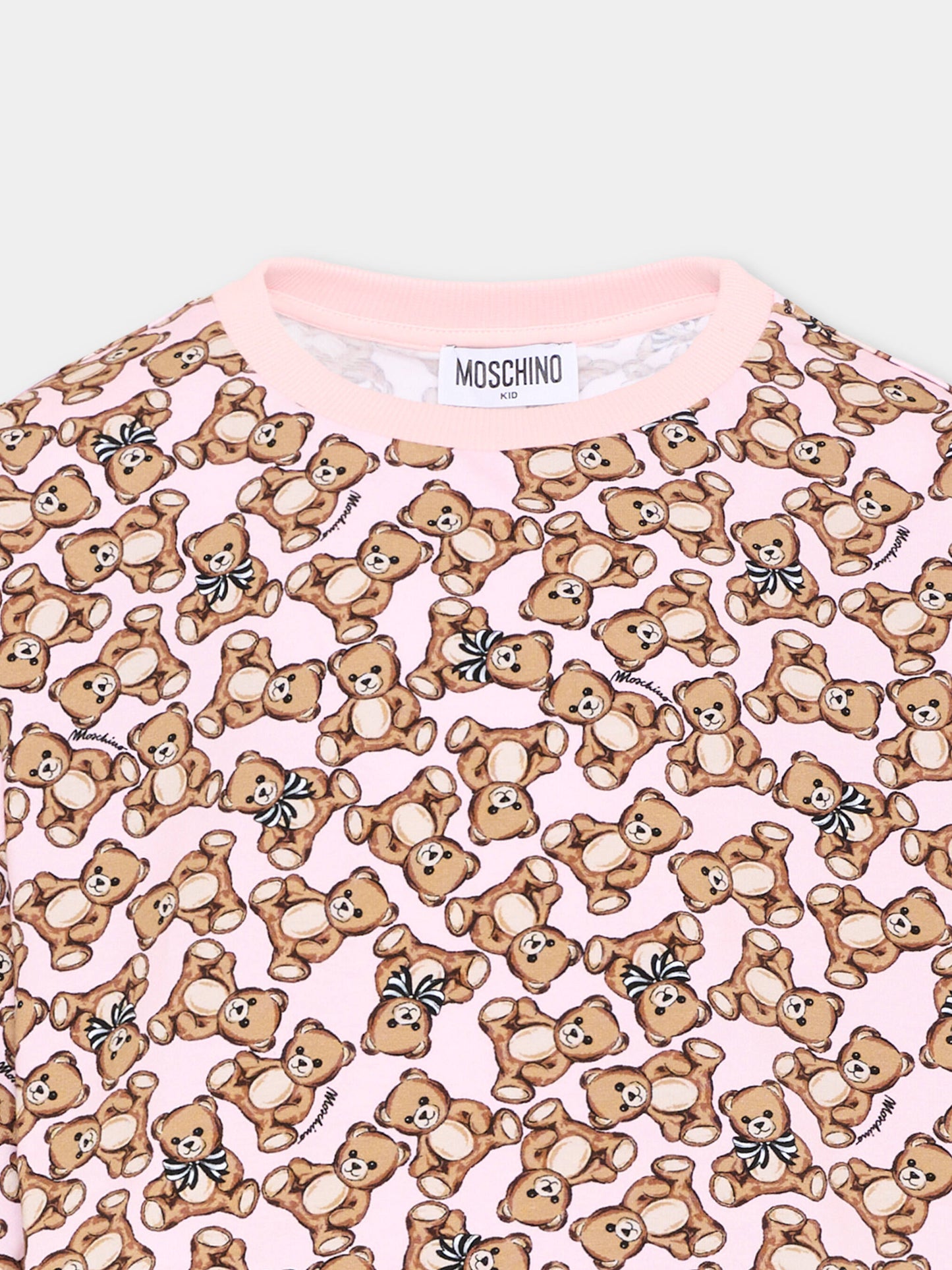T-shirt rosa per bambina con Teddy Bear,Moschino Kids,HBM062 LBB9E 84922