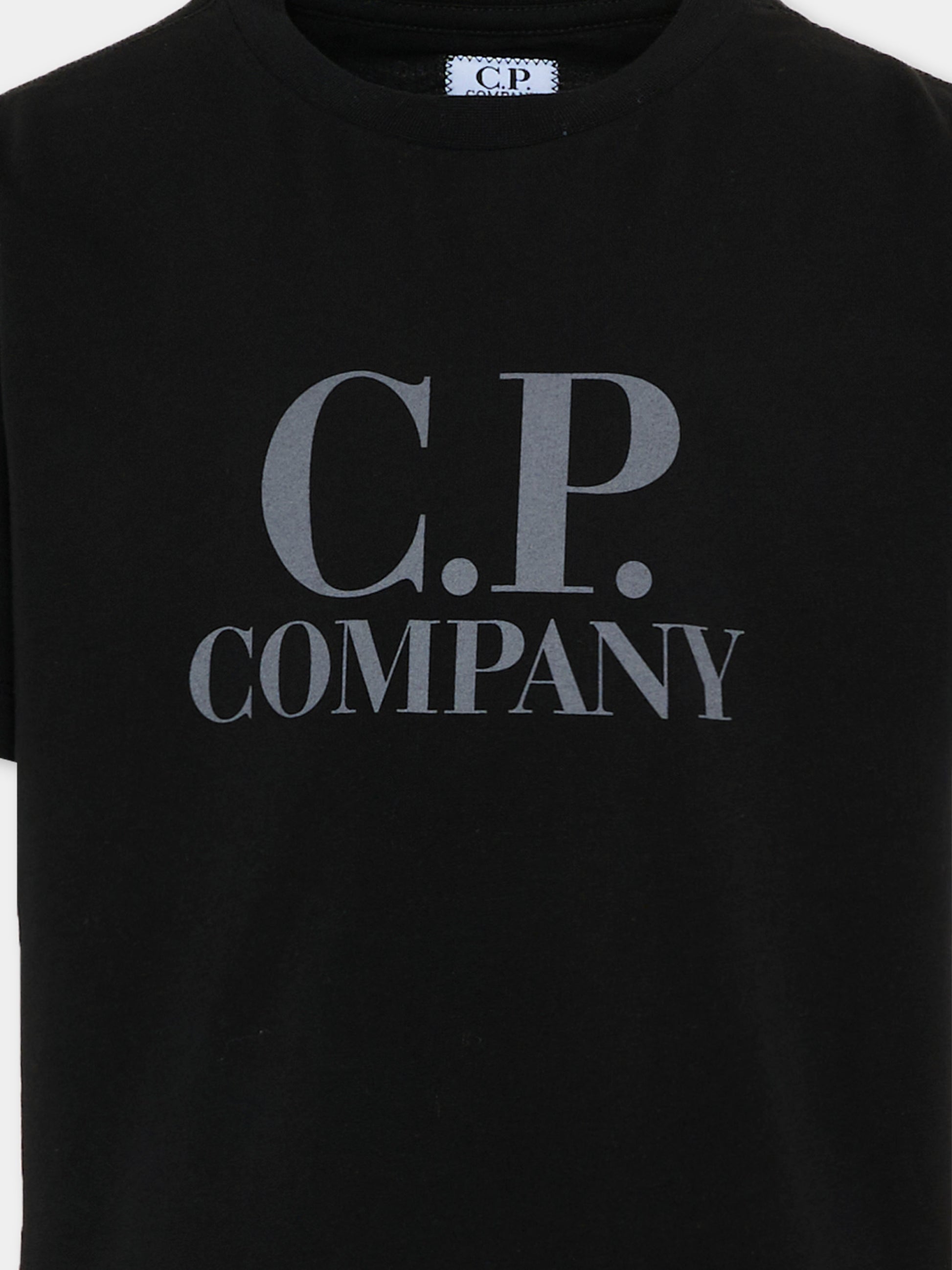 T-shirt nera per bambino con logo,C. P. Company,COM006 LAA17 60100