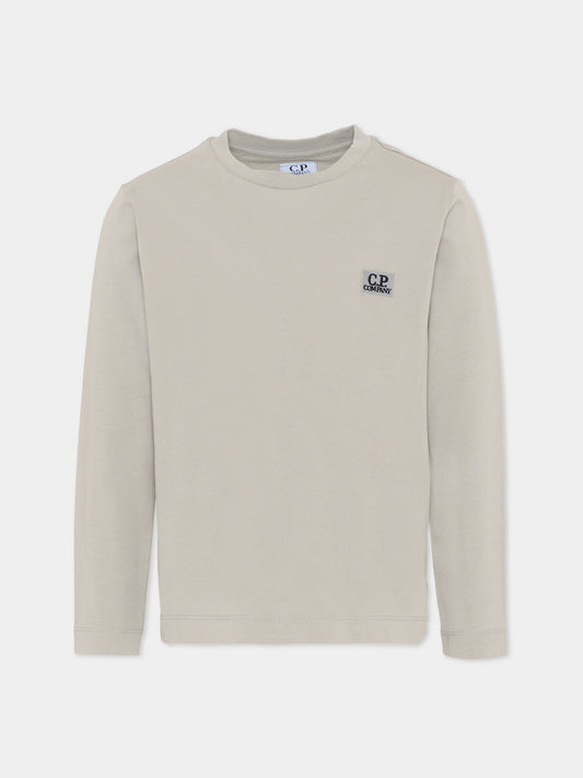 T-Shirt grigia per bambino con logo,C. P. Company,CQO000 LAA17 60379