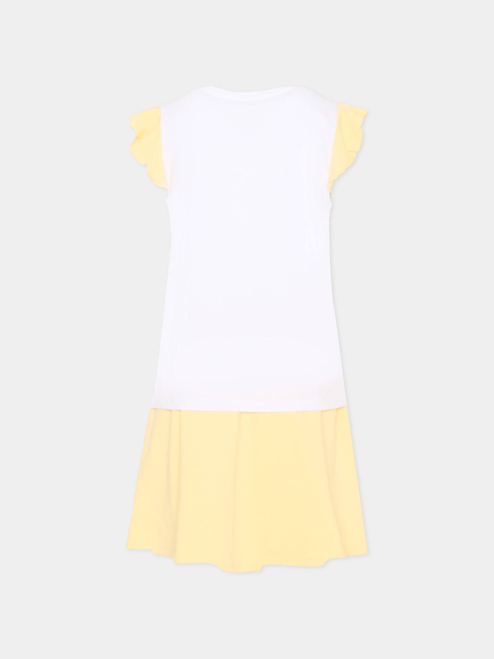 Completo sportivo bianco per bambina con logo,Trussardi Junior,TIP26022CJ WHITE YELLOW