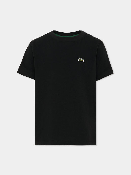 T-shirt nera per bambini con logo,Lacoste,7867 K96