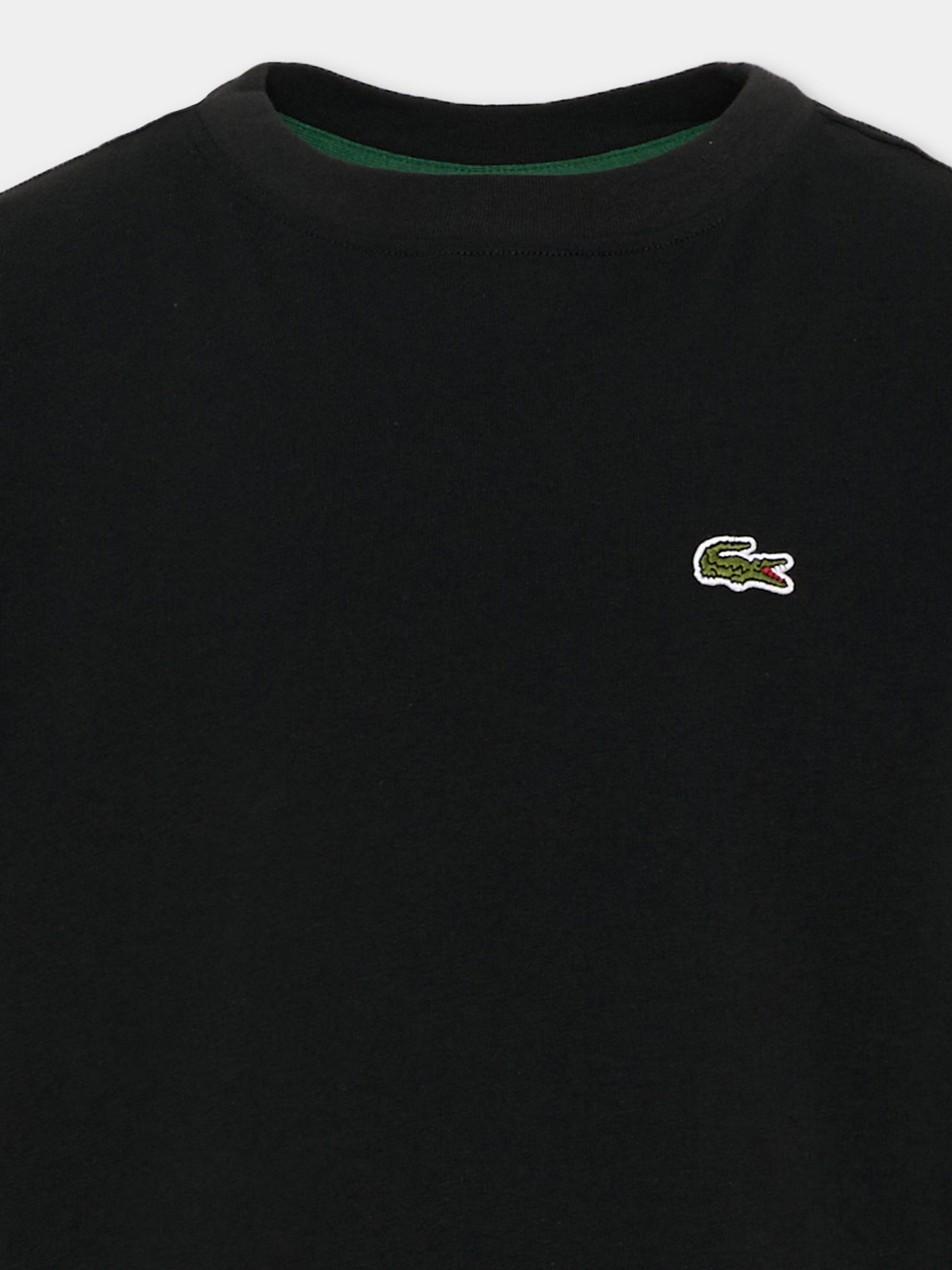 T-shirt nera per bambini con logo,Lacoste,7867 K96