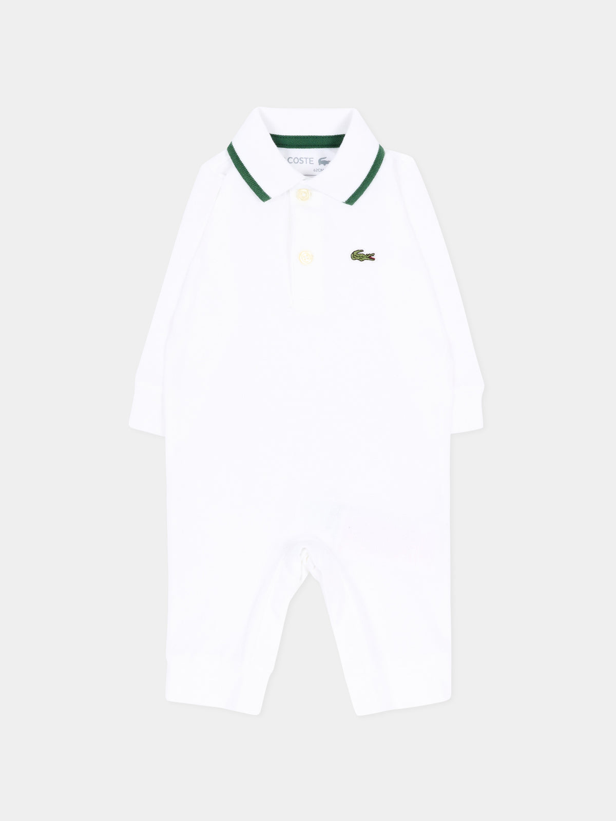 Tutina bianca per neonato con logo,Lacoste,7185 W8L