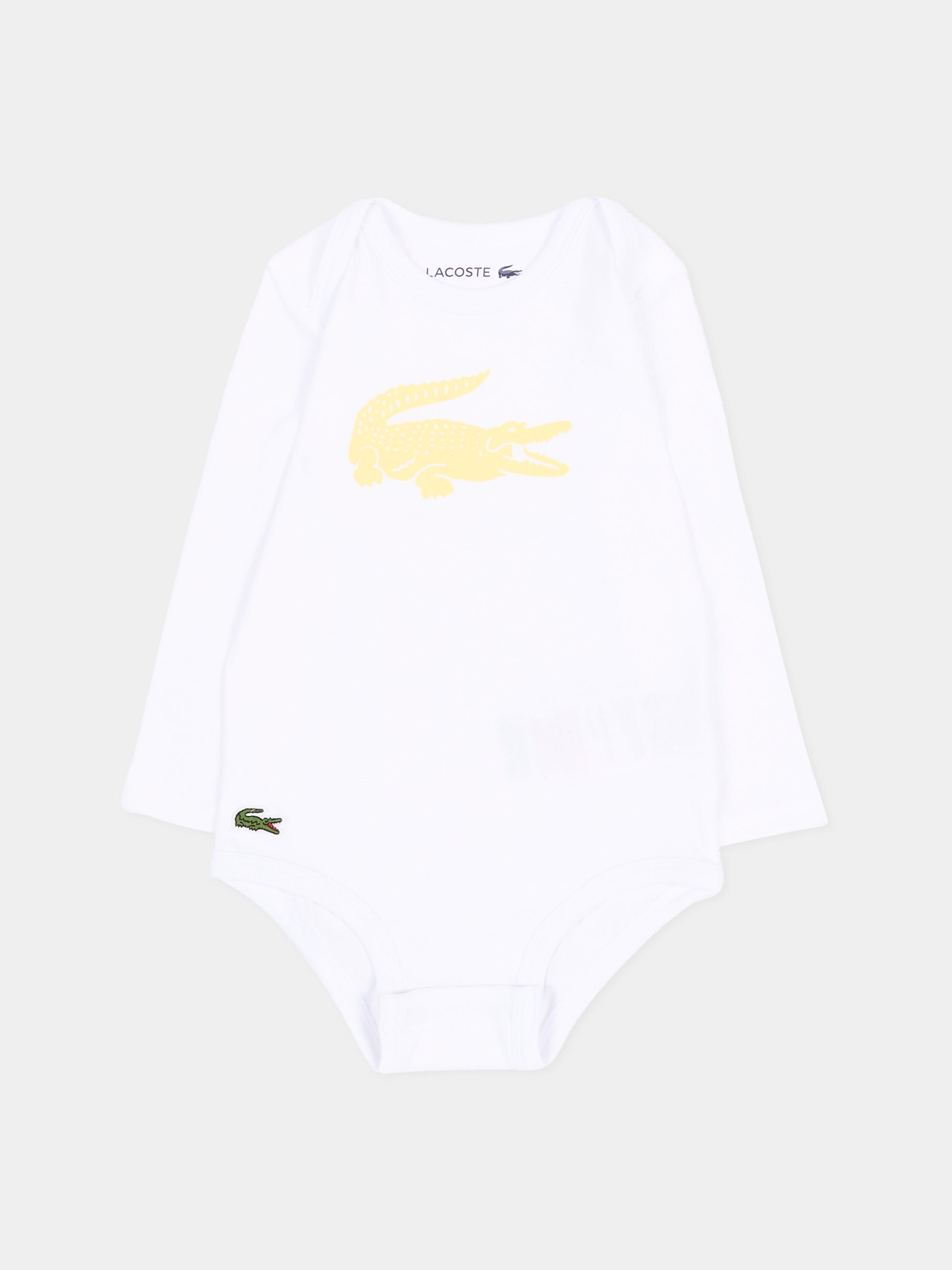 Completo sportivo lungo beige per neonato con logo,Lacoste,7192 02S