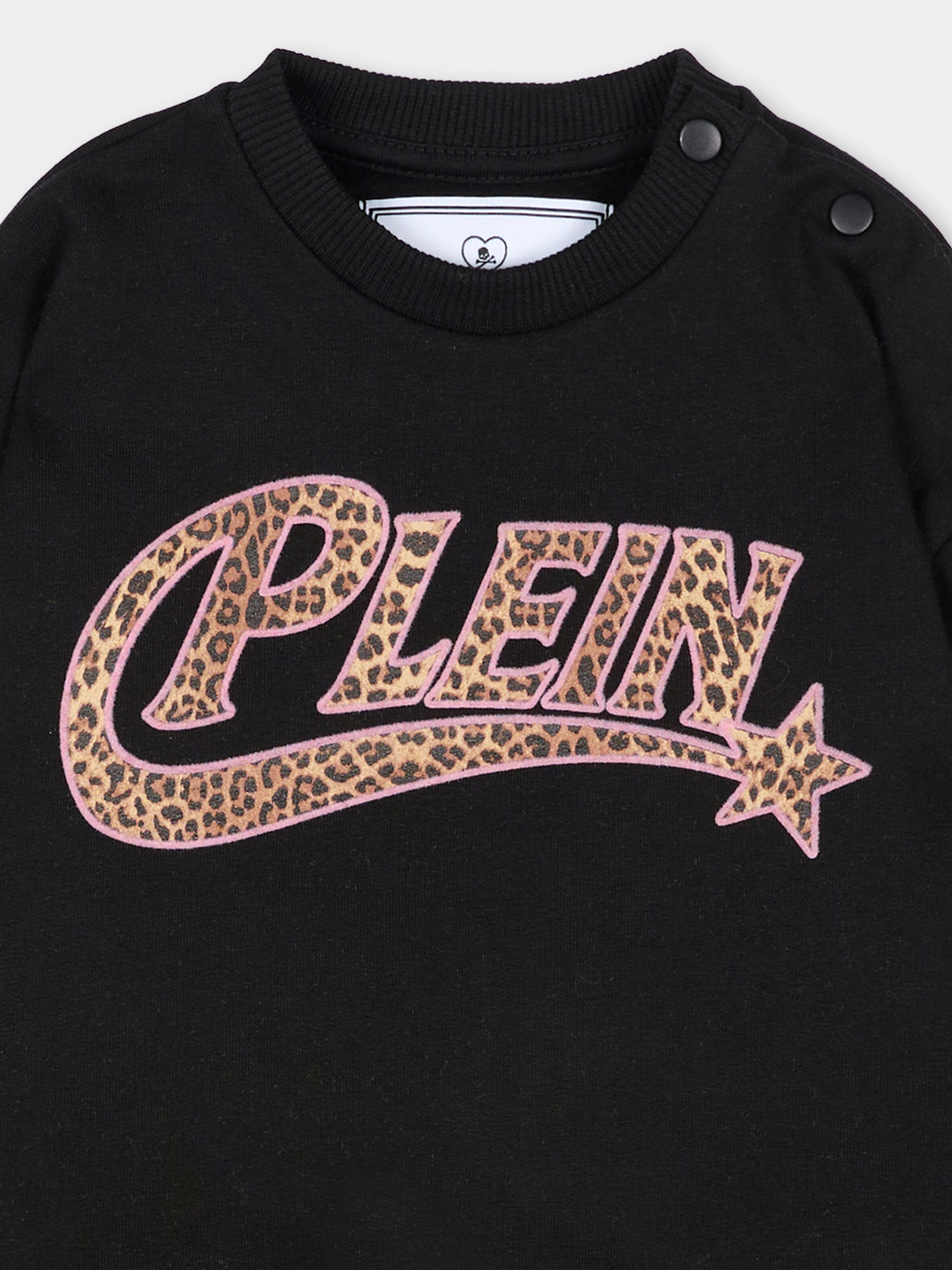 Completo sportivo lungo nero per neonata animalier,Philipp Plein Junior,F6PHNGML184 110