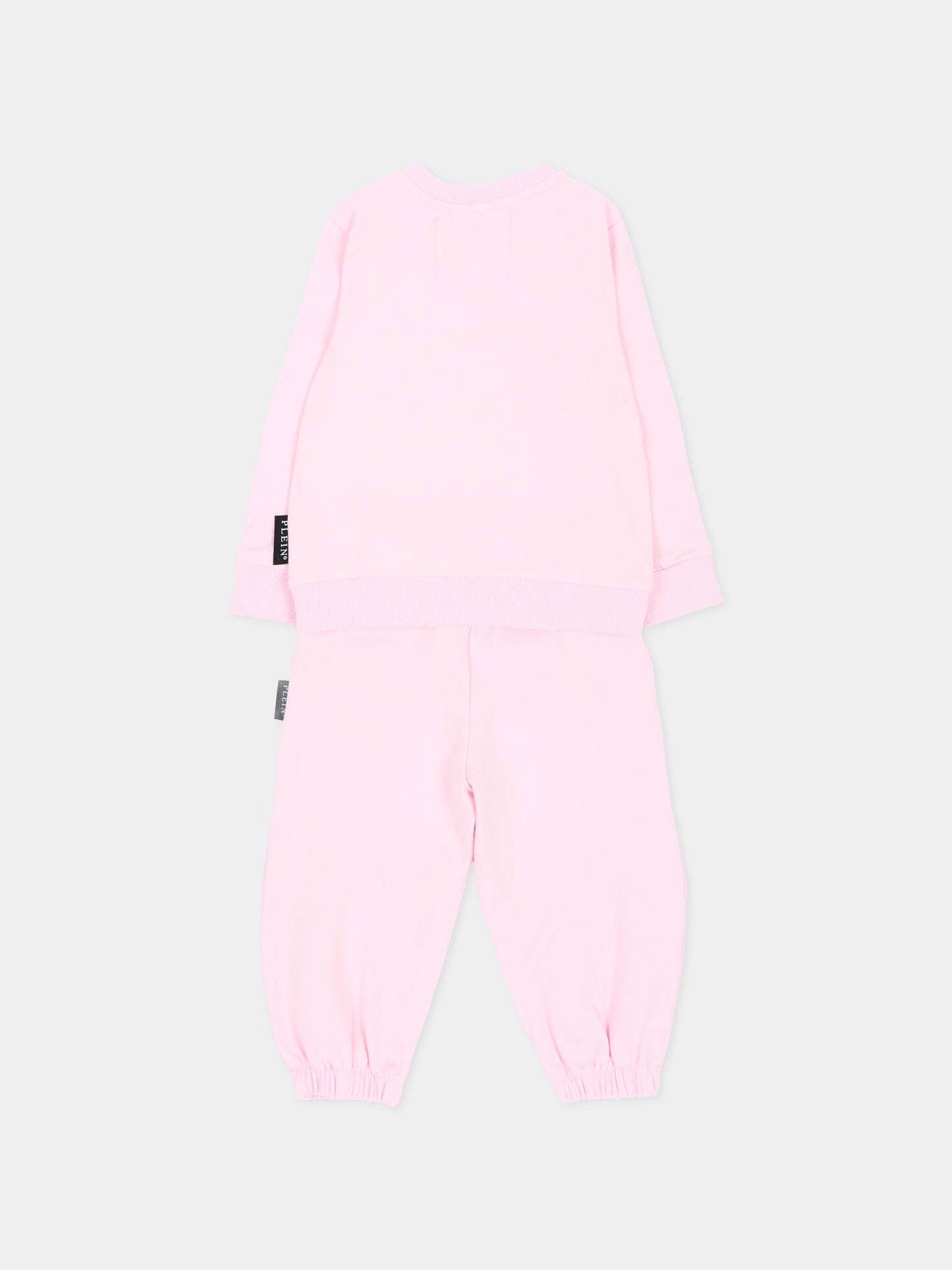 Completo sportivo lungo rosa per neonata con logo,Philipp Plein Junior,F6PHNGTP182 042
