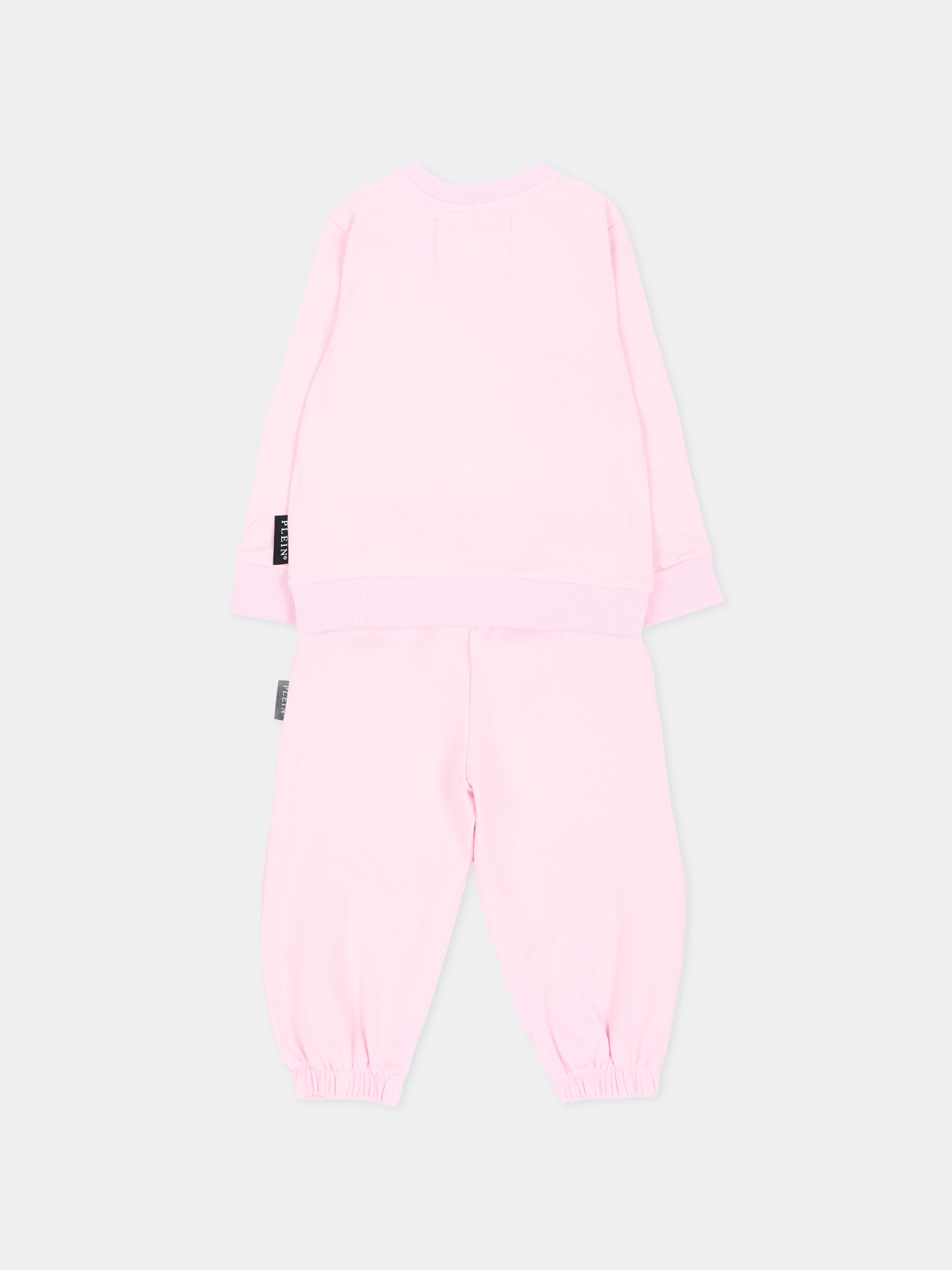 Completo sportivo lungo rosa per neonata con logo,Philipp Plein Junior,F6PHNGTP182 042
