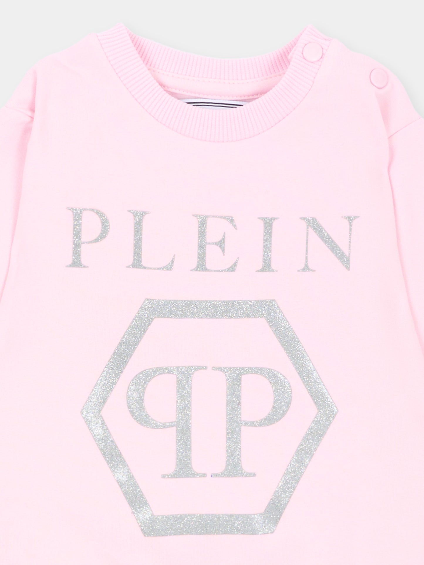Completo sportivo lungo rosa per neonata con logo,Philipp Plein Junior,F6PHNGTP182 042
