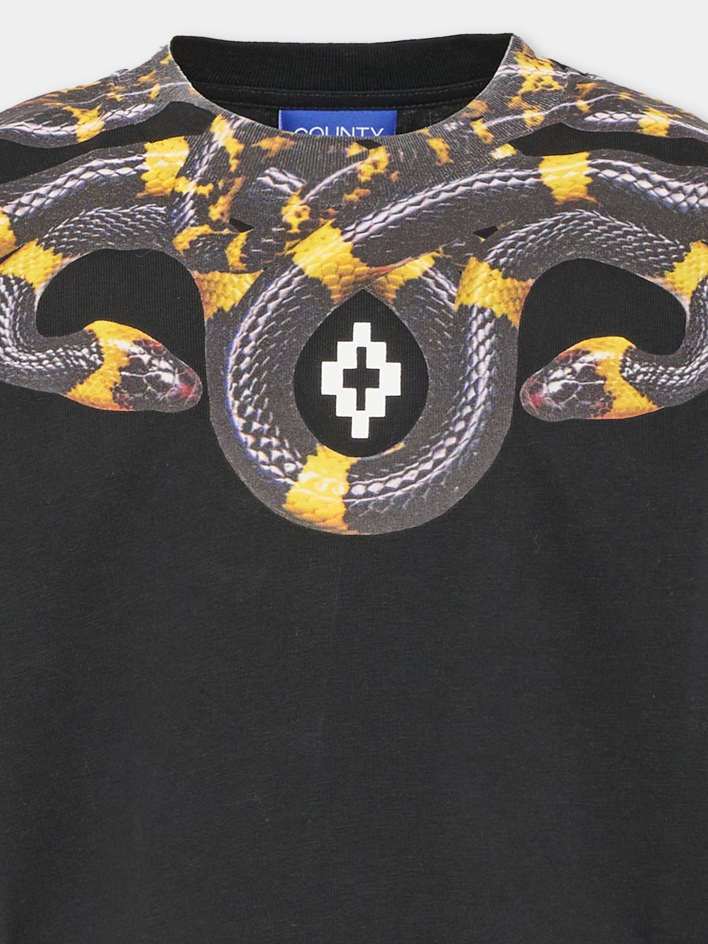 T-shirt a manica corta nera per bambino con stampa serpente,County Of Milan Kids,F6CMJBTH022 110