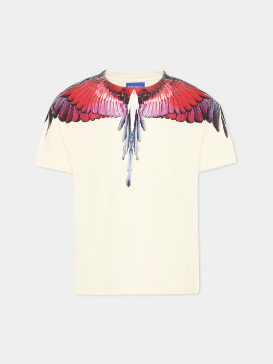 T-shirt bianca per bambino con ali,County Of Milan Kids,F6CMJBTH028 412