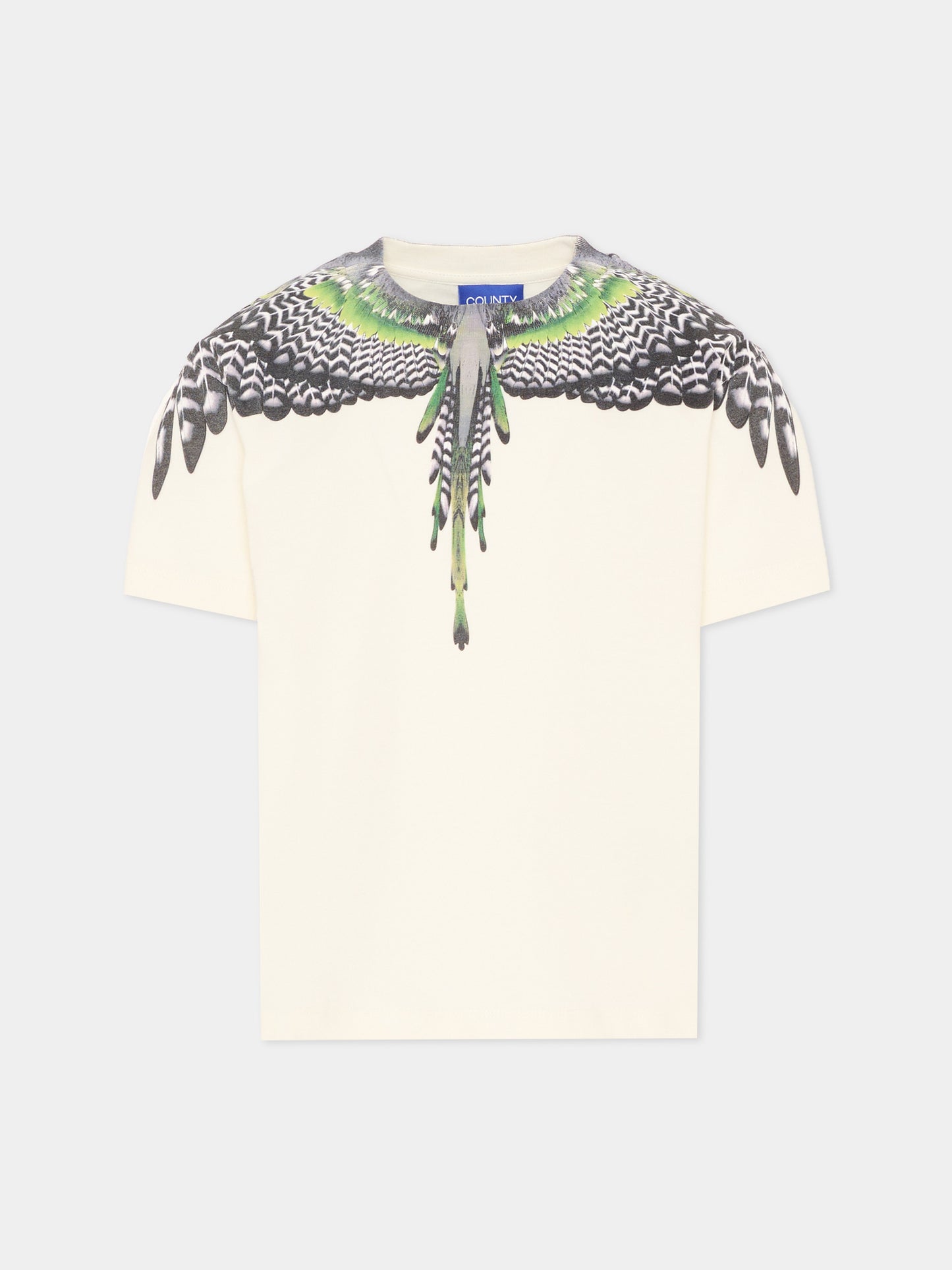 T-shirt a manica corta avorio con ali,County Of Milan Kids,F6CMJBTH043 412
