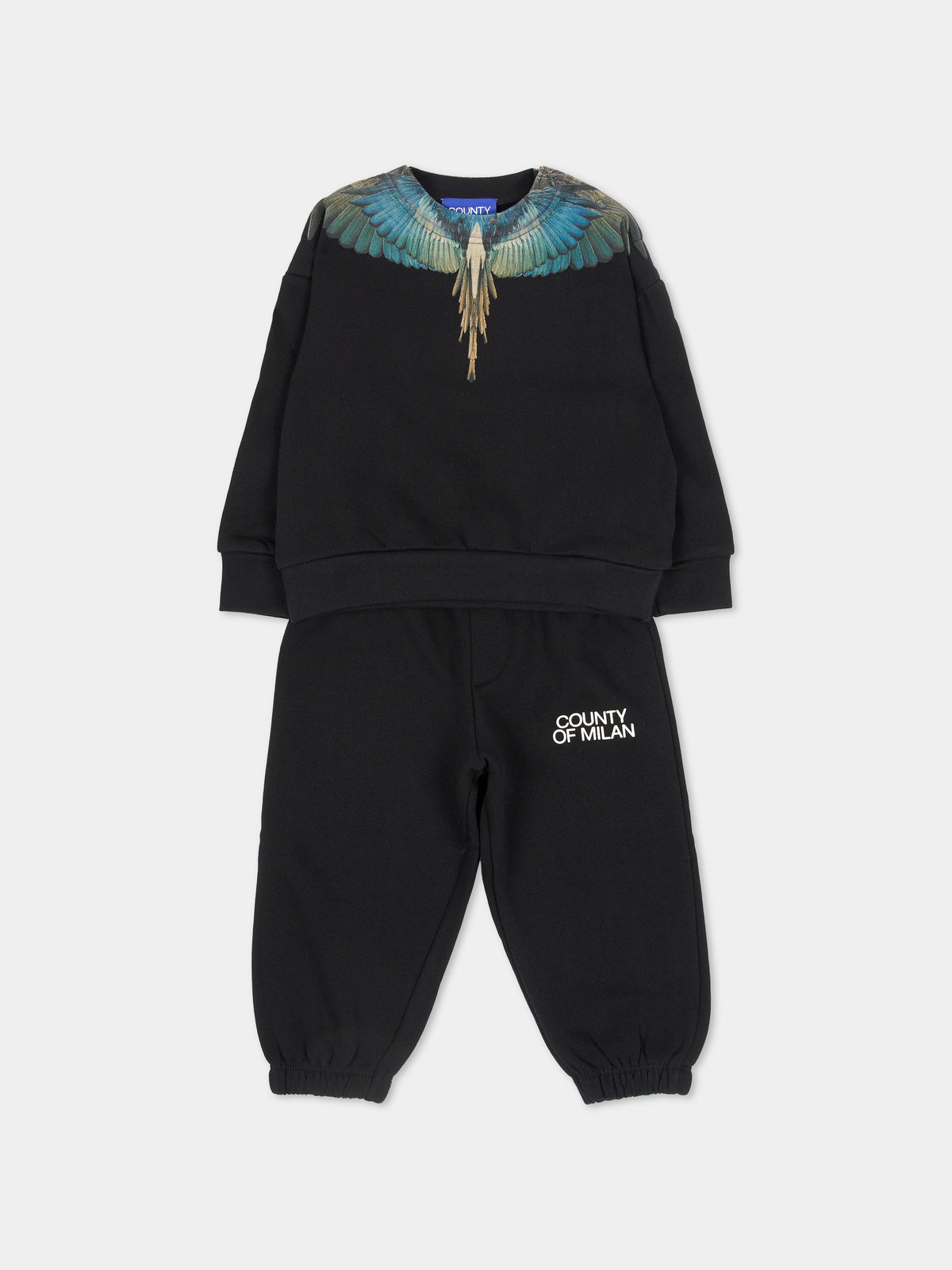 Completo sportivo lungo nero per neonato,County Of Milan Kids,F6CMNBTP115 110