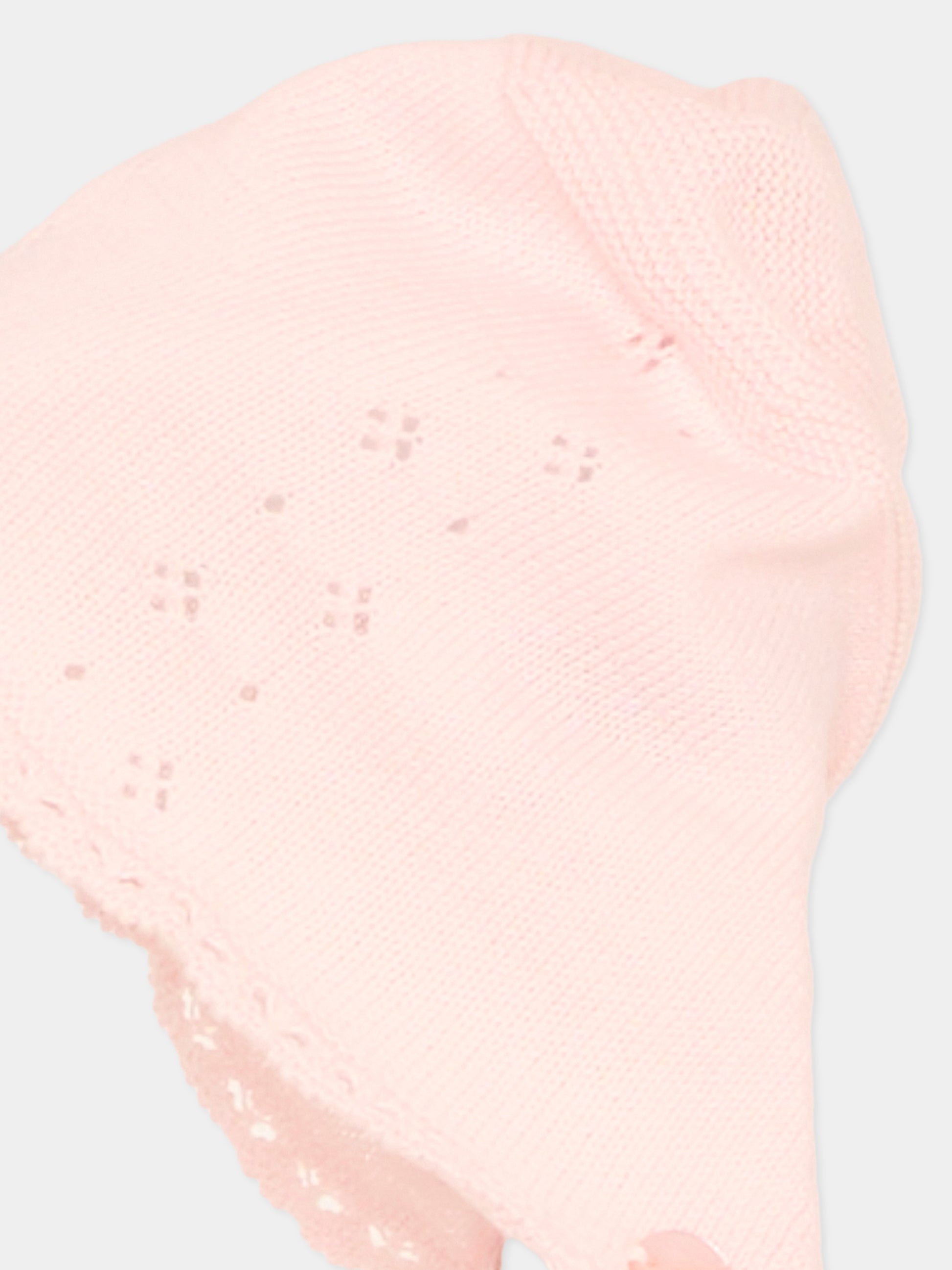 Cuffietta rosa in tricot per neonata,Paz Rodríguez,011 123685 322 H82