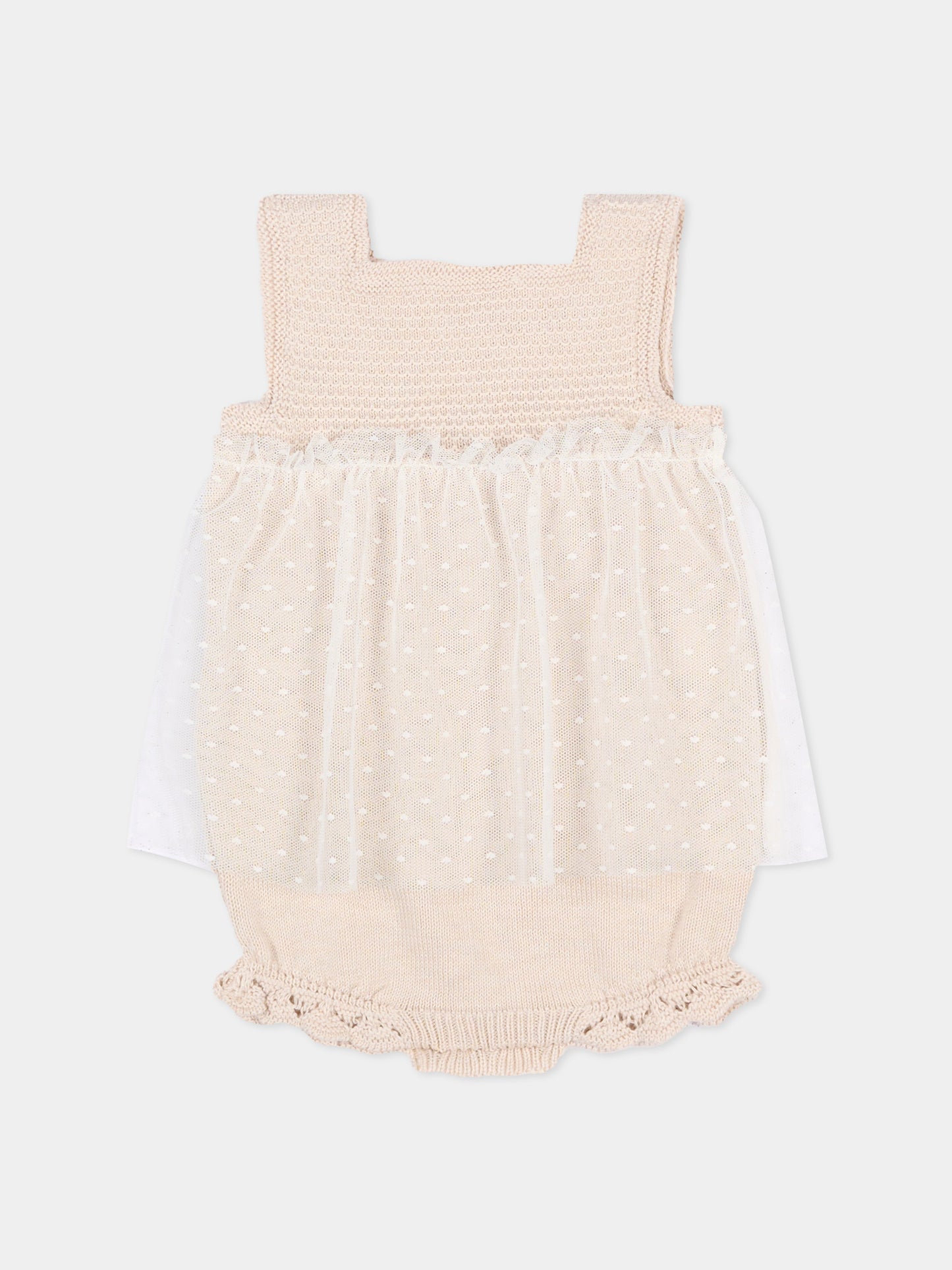 Body beige per neonata con tulle,Paz Rodríguez,020 123499 79 H82